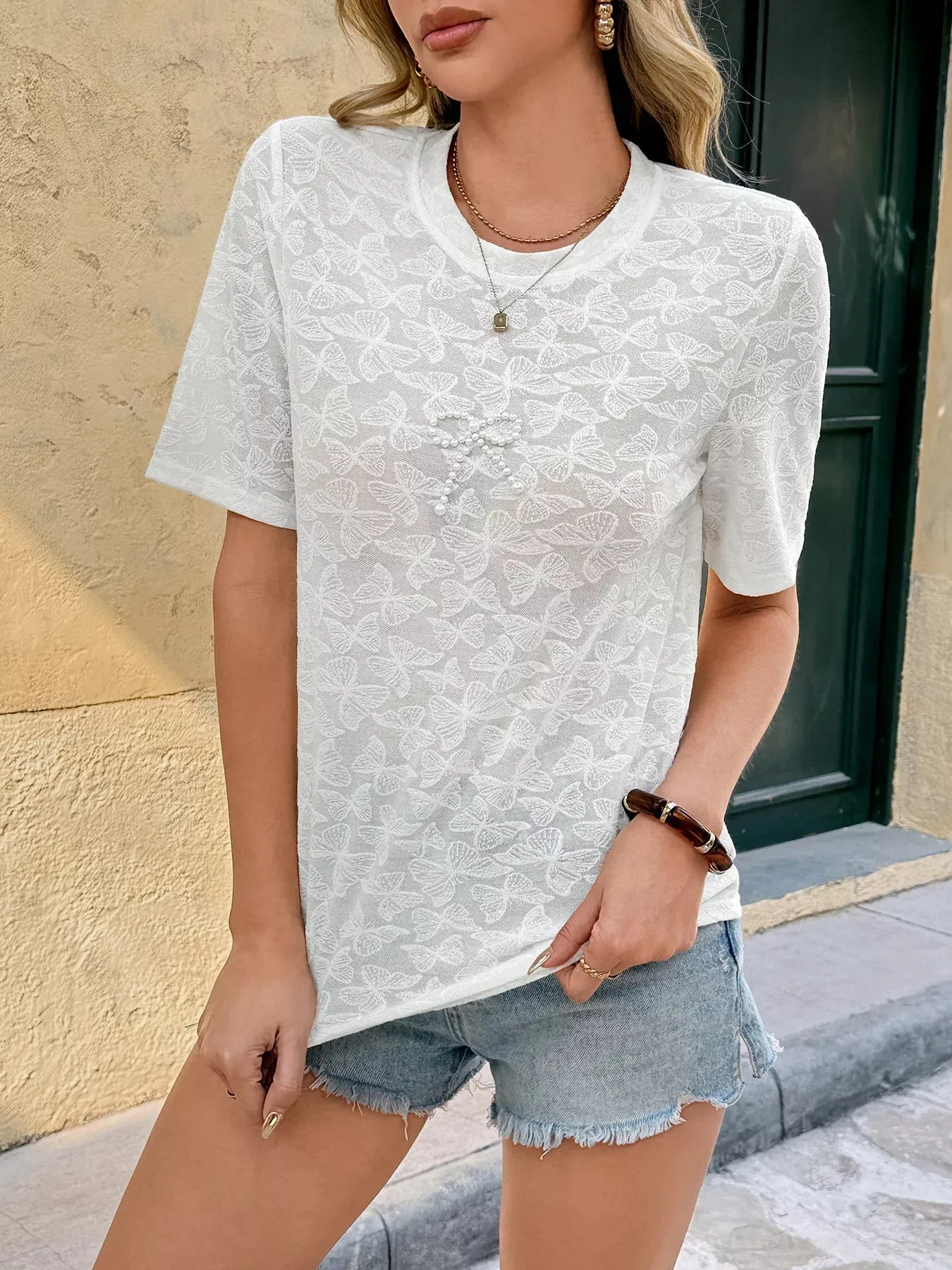 Round Neck Short Sleeve Top sold by Charming Charlie product image thumbnail 3