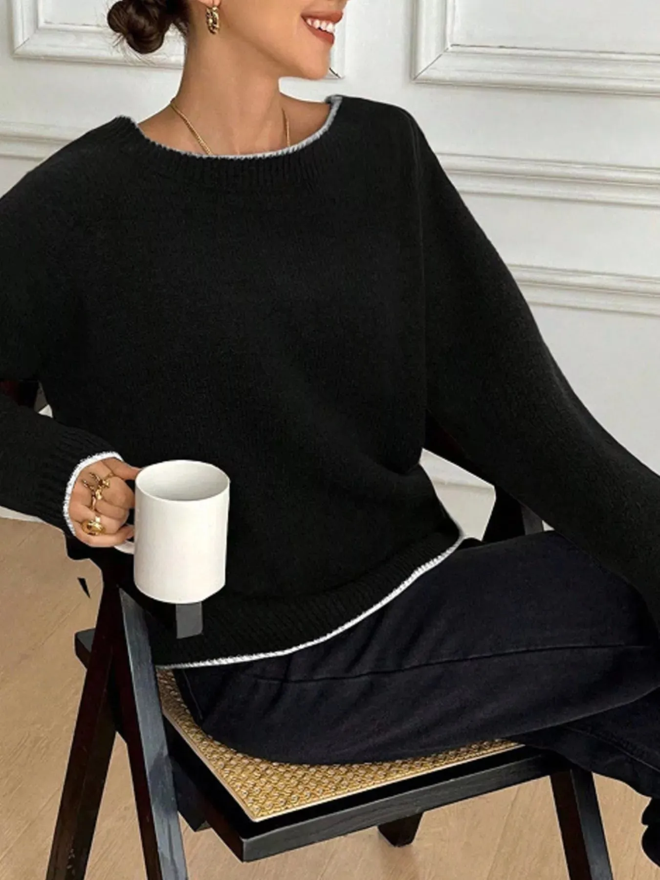 Back Bowknot Decor Round Neck Sweater sold by Charming Charlie product image thumbnail 5