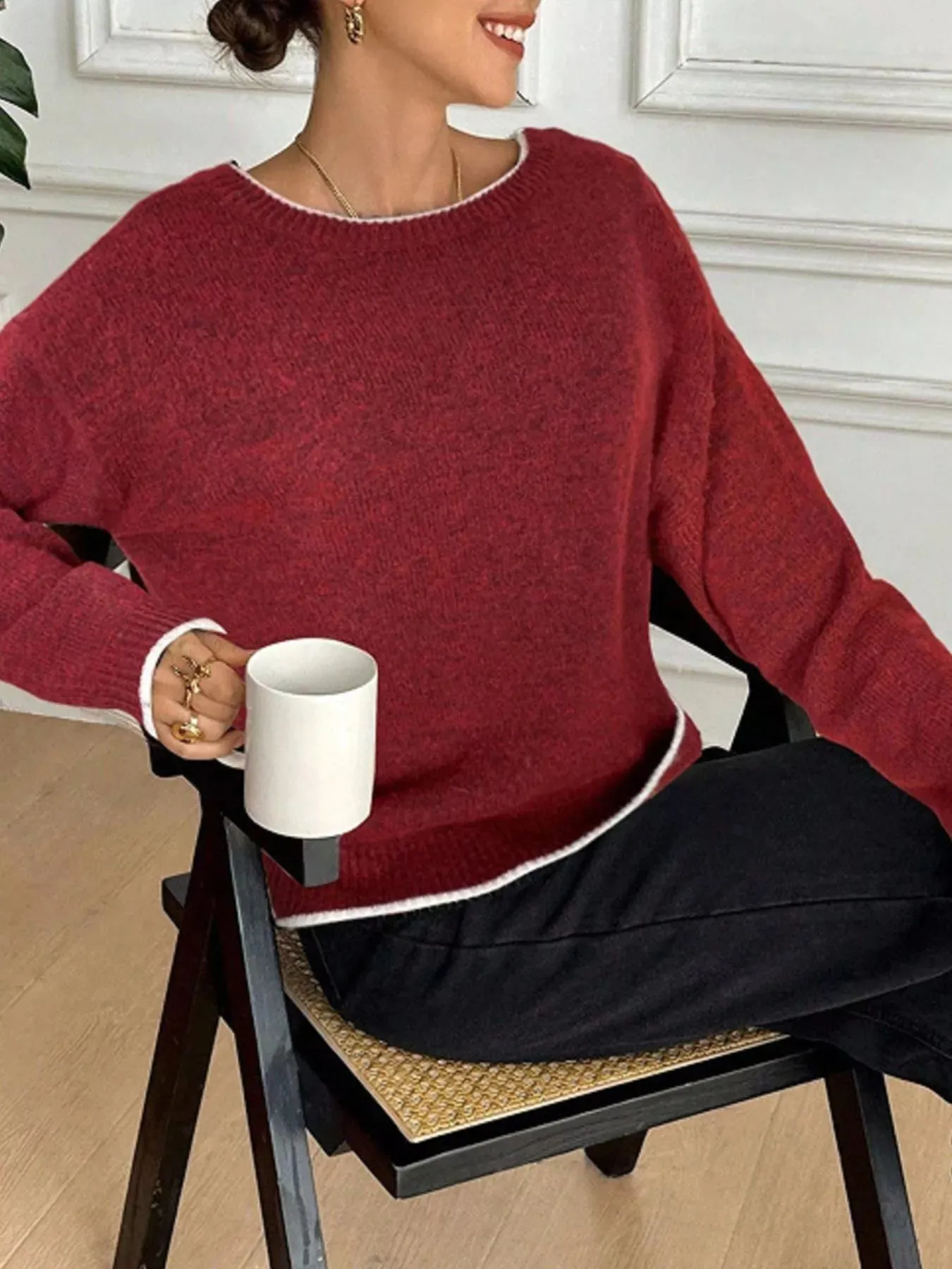 Back Bowknot Decor Round Neck Sweater sold by Charming Charlie product image thumbnail 4