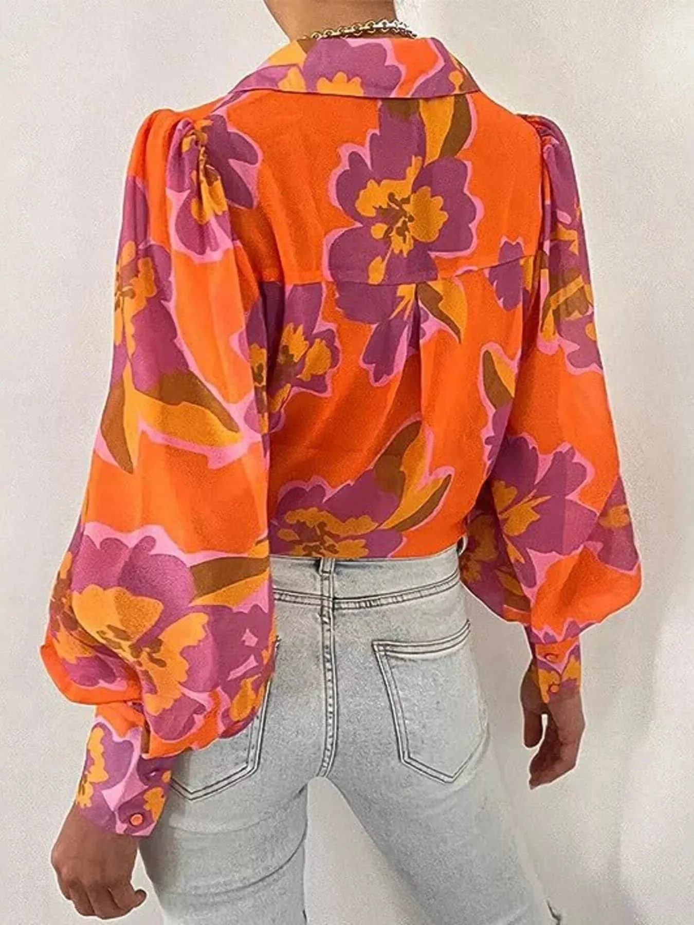 Printed Lantern Sleeve Shirt sold by Charming Charlie product image thumbnail 2