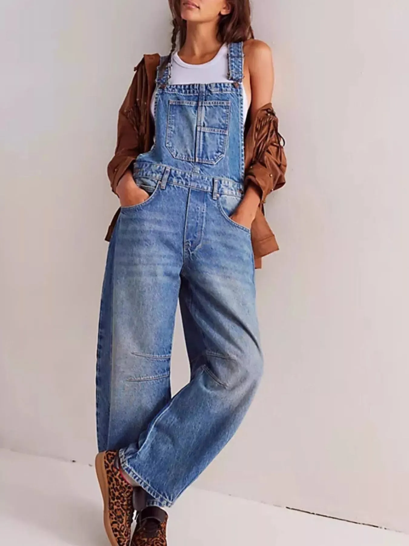 Wide Strap Wide Leg Denim Overalls sold by Charming Charlie product image thumbnail 4