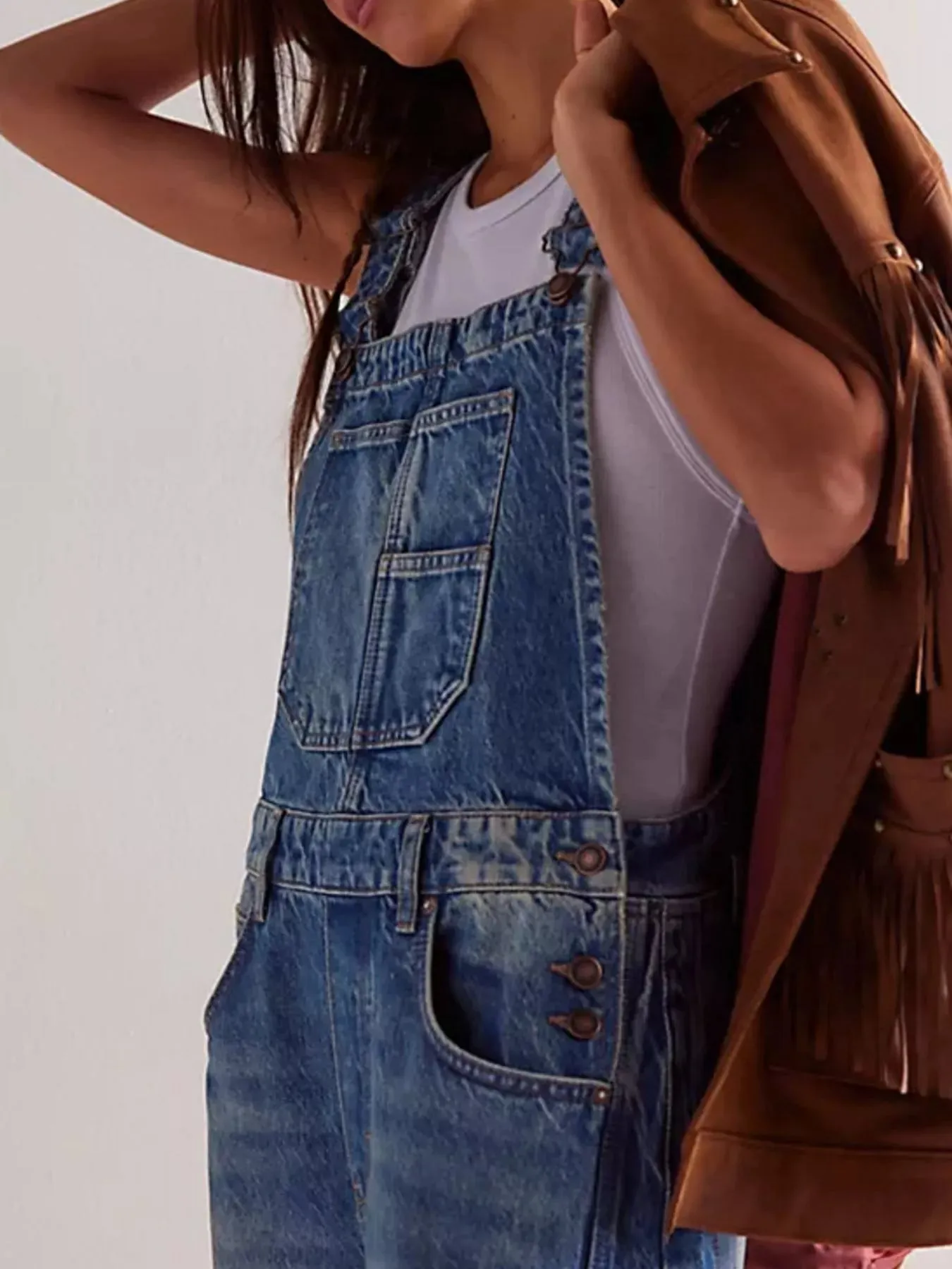 Wide Strap Wide Leg Denim Overalls sold by Charming Charlie product image thumbnail 5