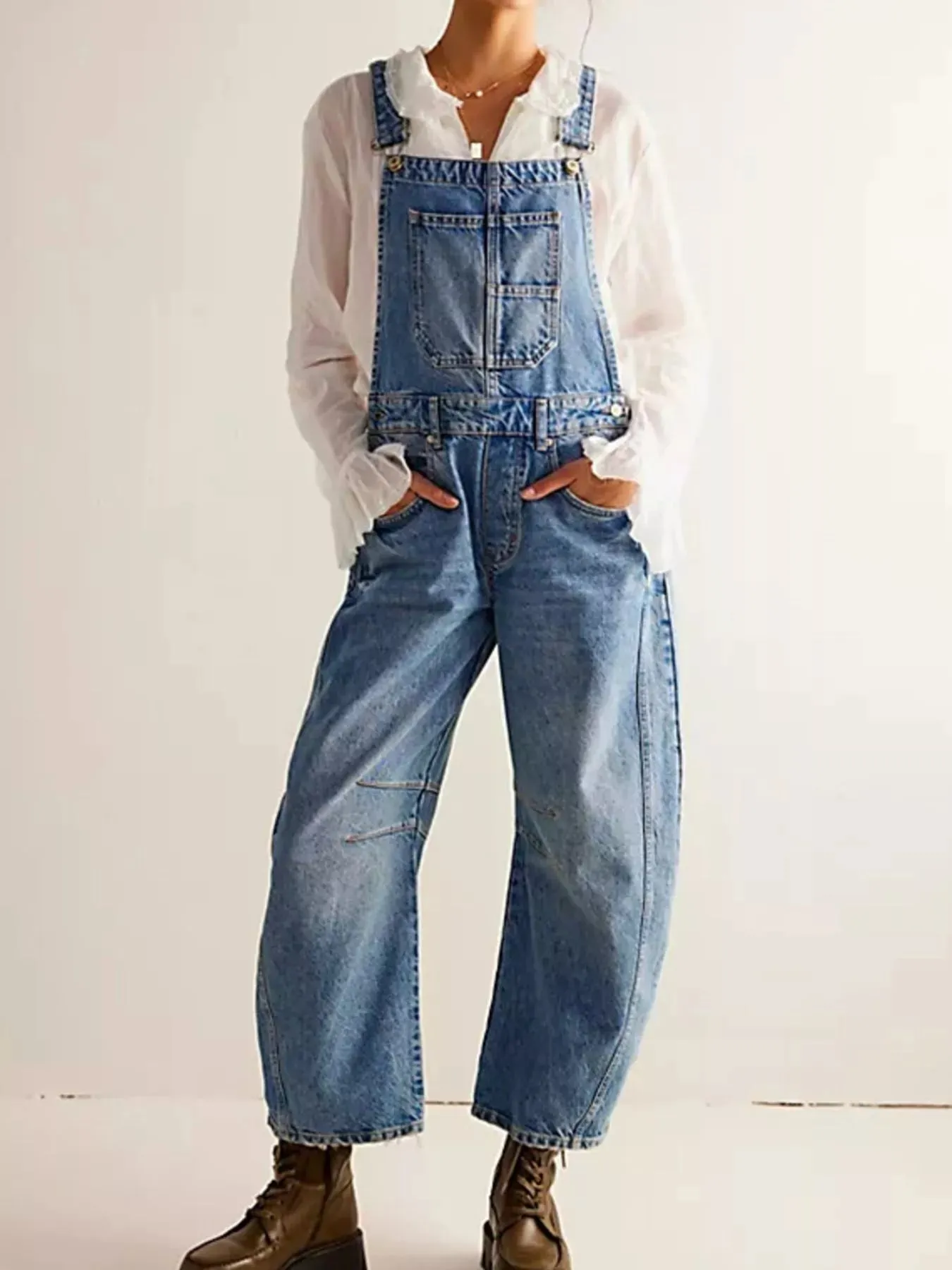 Wide Strap Wide Leg Denim Overalls sold by Charming Charlie product image thumbnail 2