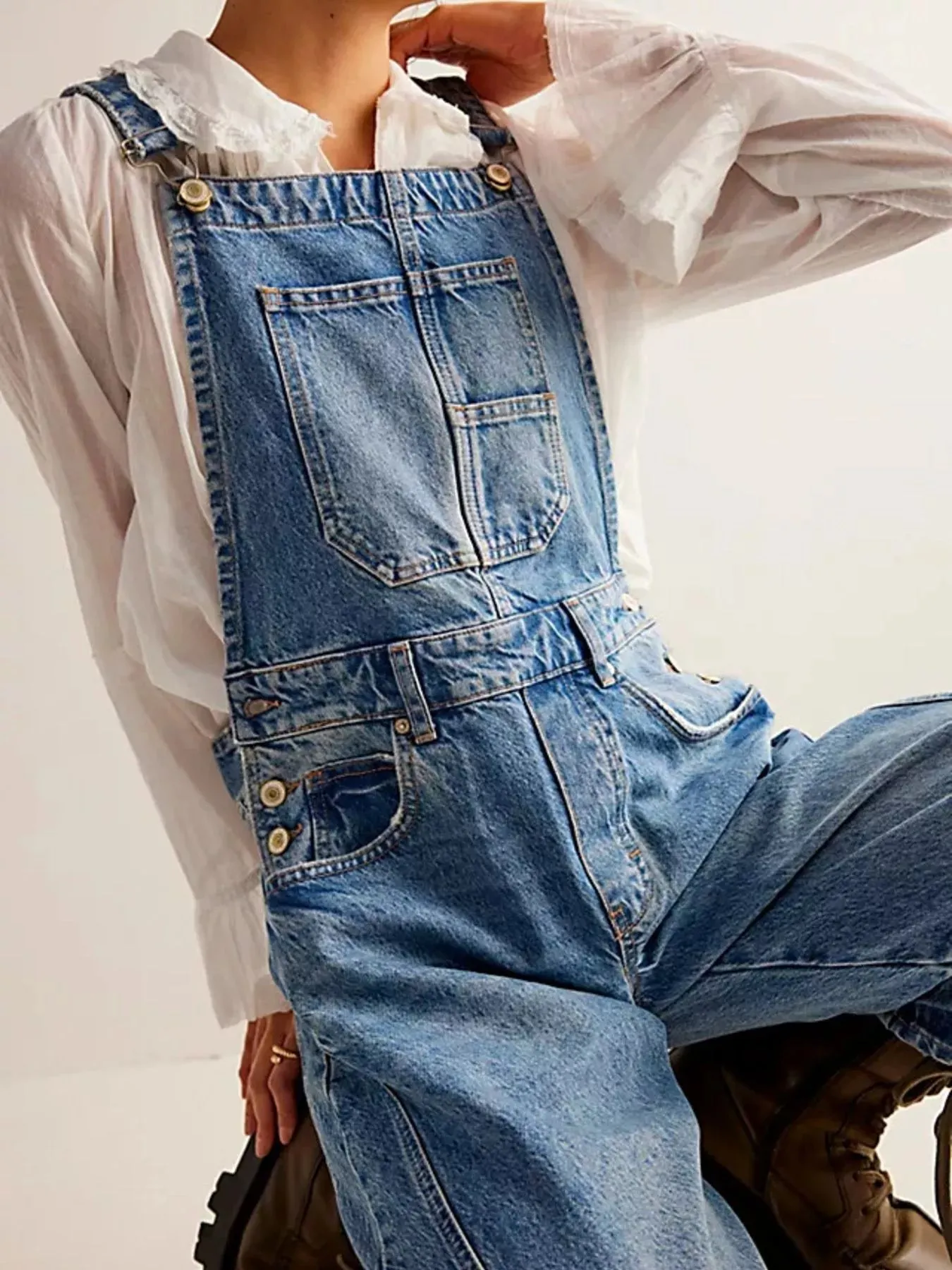 Wide Strap Wide Leg Denim Overalls sold by Charming Charlie product image thumbnail 3