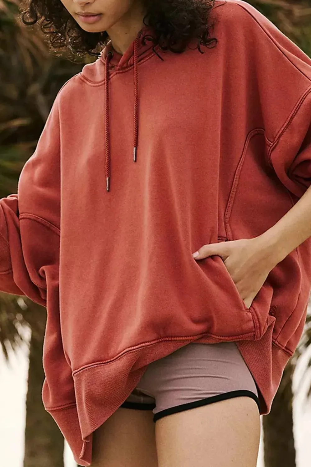 Drawstring Dropped Shoulder Hoodie sold by Charming Charlie product image thumbnail 3