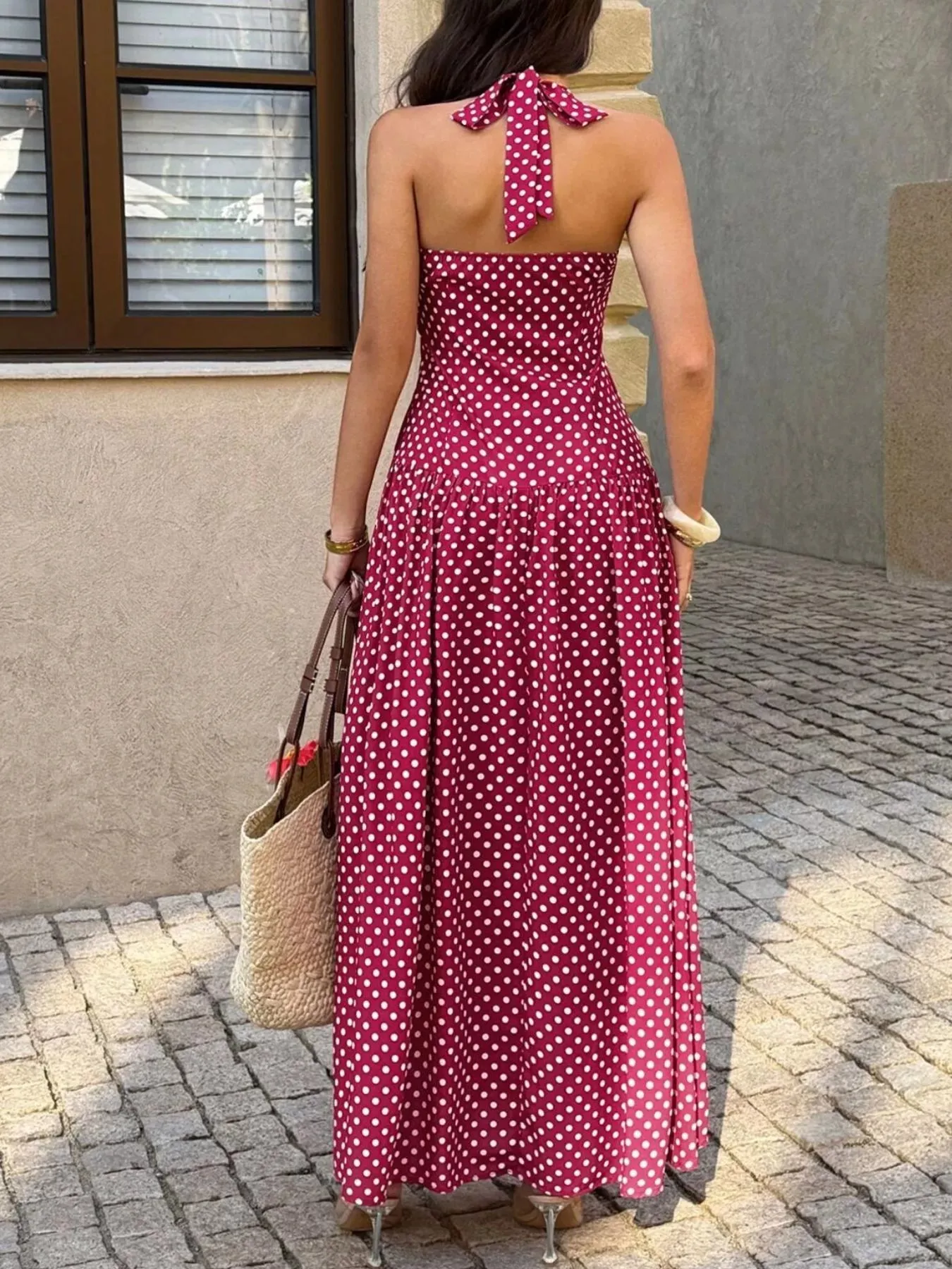 Polka Dot Halter Neck Maxi Dress sold by Charming Charlie product image thumbnail 5