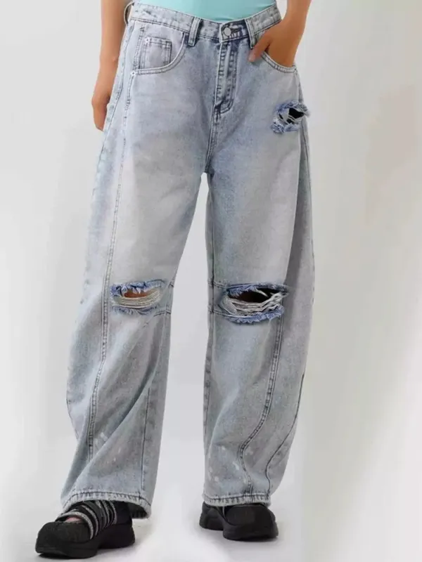 Distressed Wide Leg Jeans sold by Charming Charlie