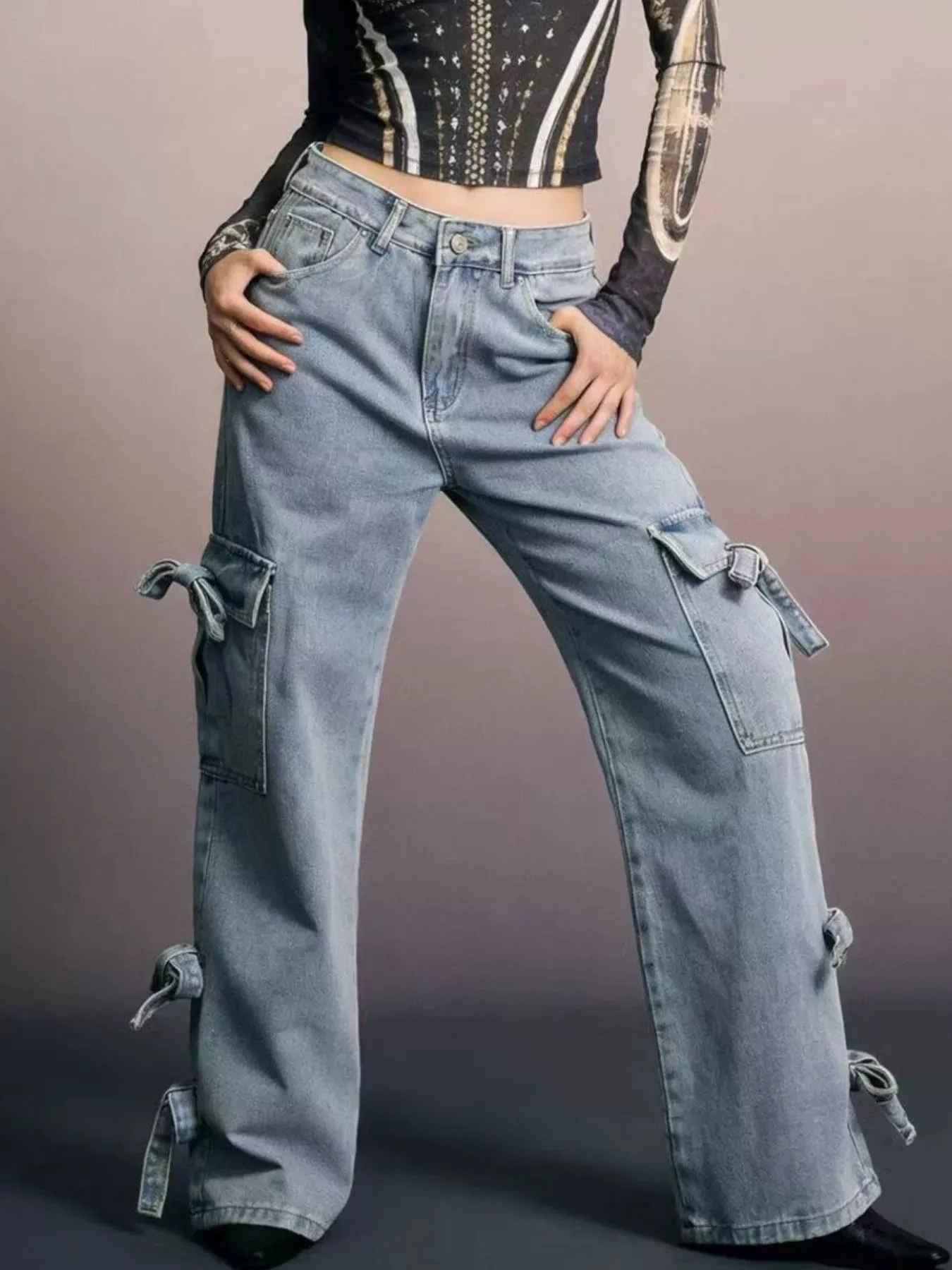 Bow Wide Leg Jeans sold by Charming Charlie product image thumbnail 4