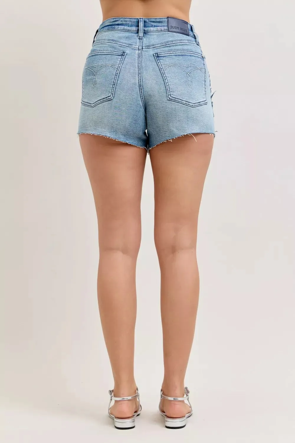 Judy Blue Hw Rigid Magic Cut Off Denim Shorts with Raw Side Seams sold by Charming Charlie product image thumbnail 4