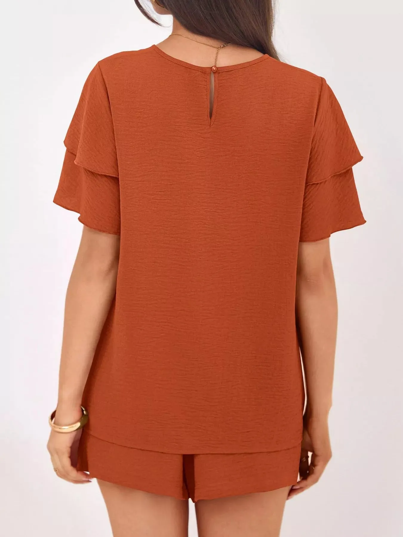 Ruffle Sleeve Top and Shorts Two-Piece Set sold by Charming Charlie product image thumbnail 4