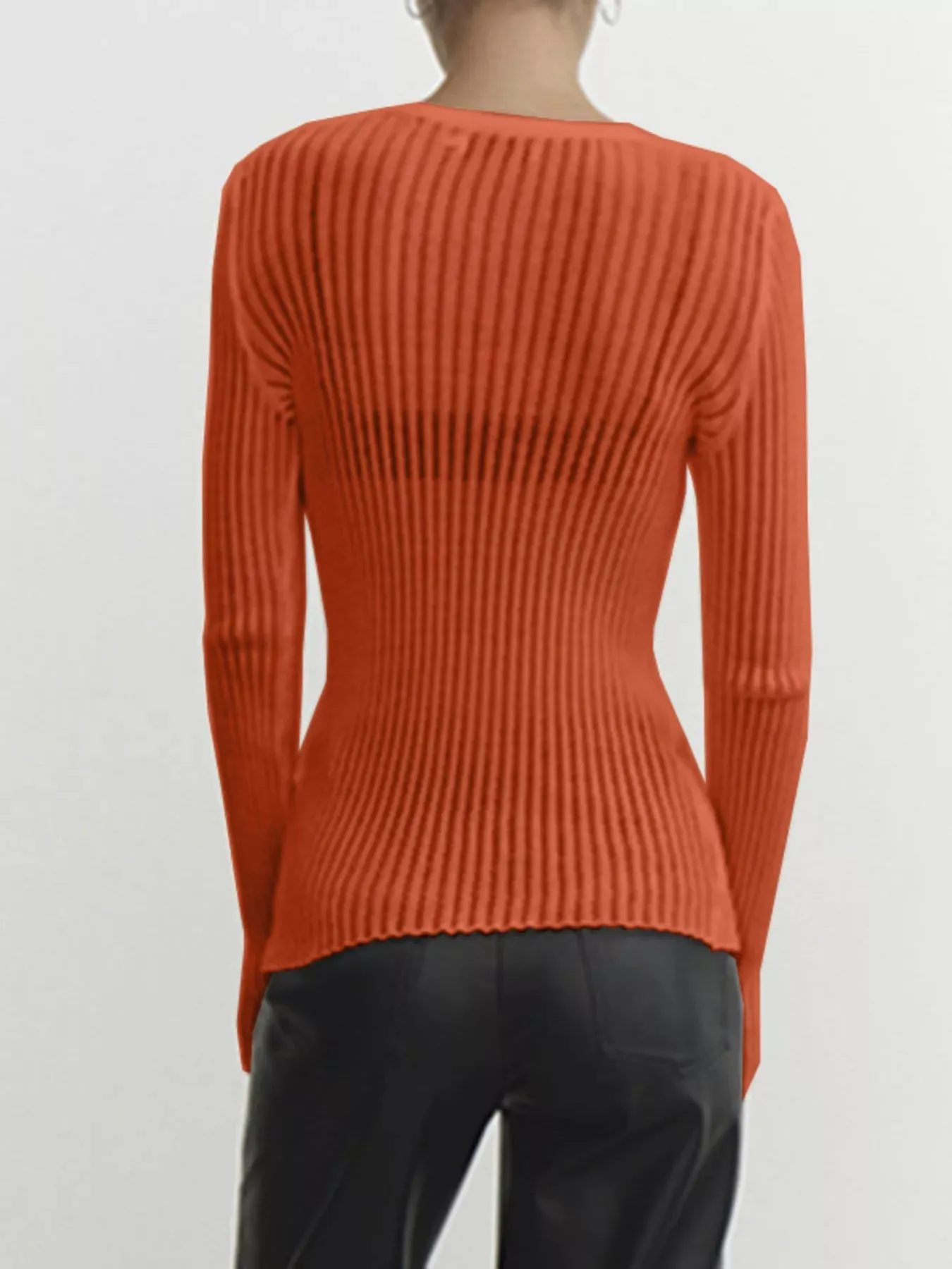 Ribbed Knit Long Sleeve Top sold by Charming Charlie product image thumbnail 2
