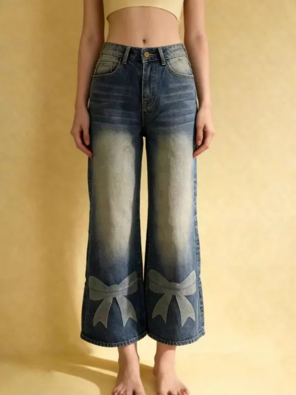 Bow Wide Leg Jeans sold by Charming Charlie