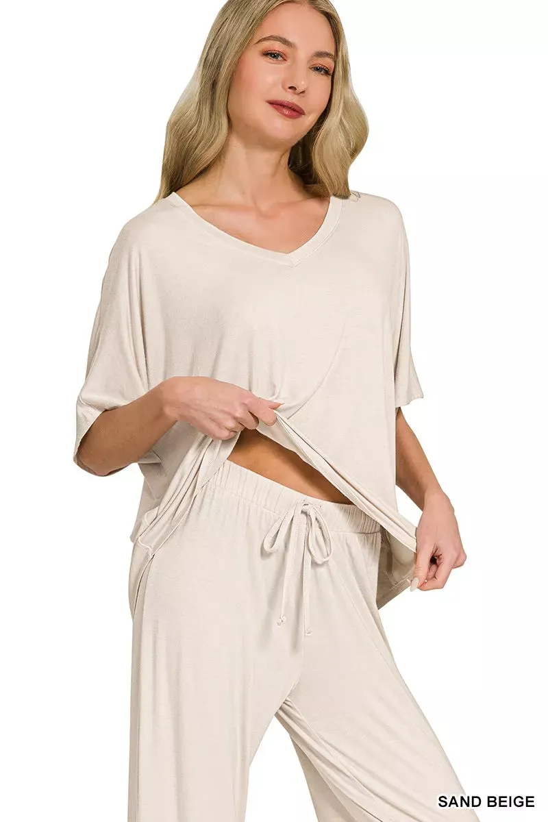 Zenana V-Neck Oversized Top & Pants Set sold by Charming Charlie product image thumbnail 2