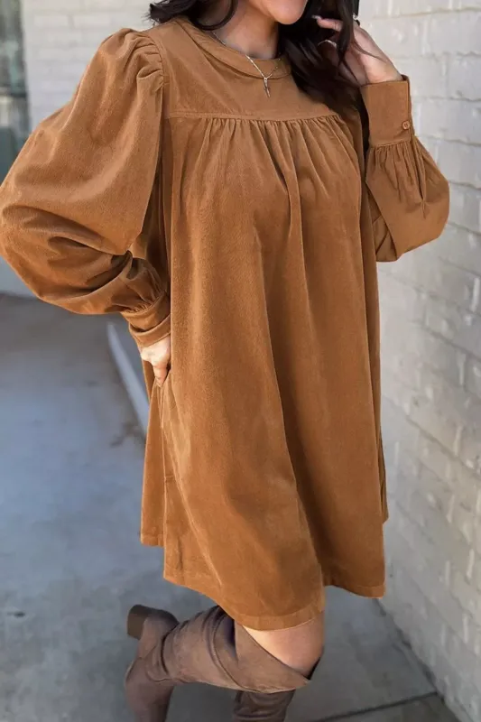 Corduroy Puff Sleeve Mini Dress sold by Charming Charlie