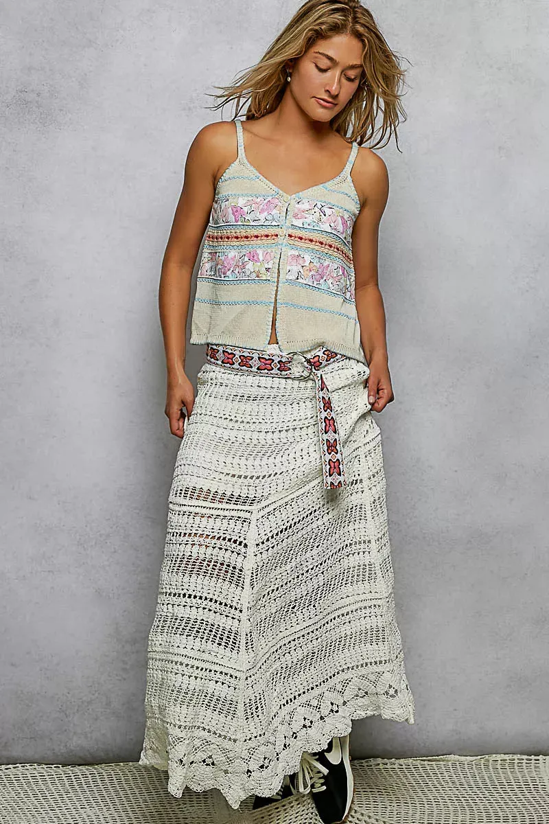 POL Boho Crochet Knit Maxi Skirt sold by Charming Charlie product image thumbnail 4