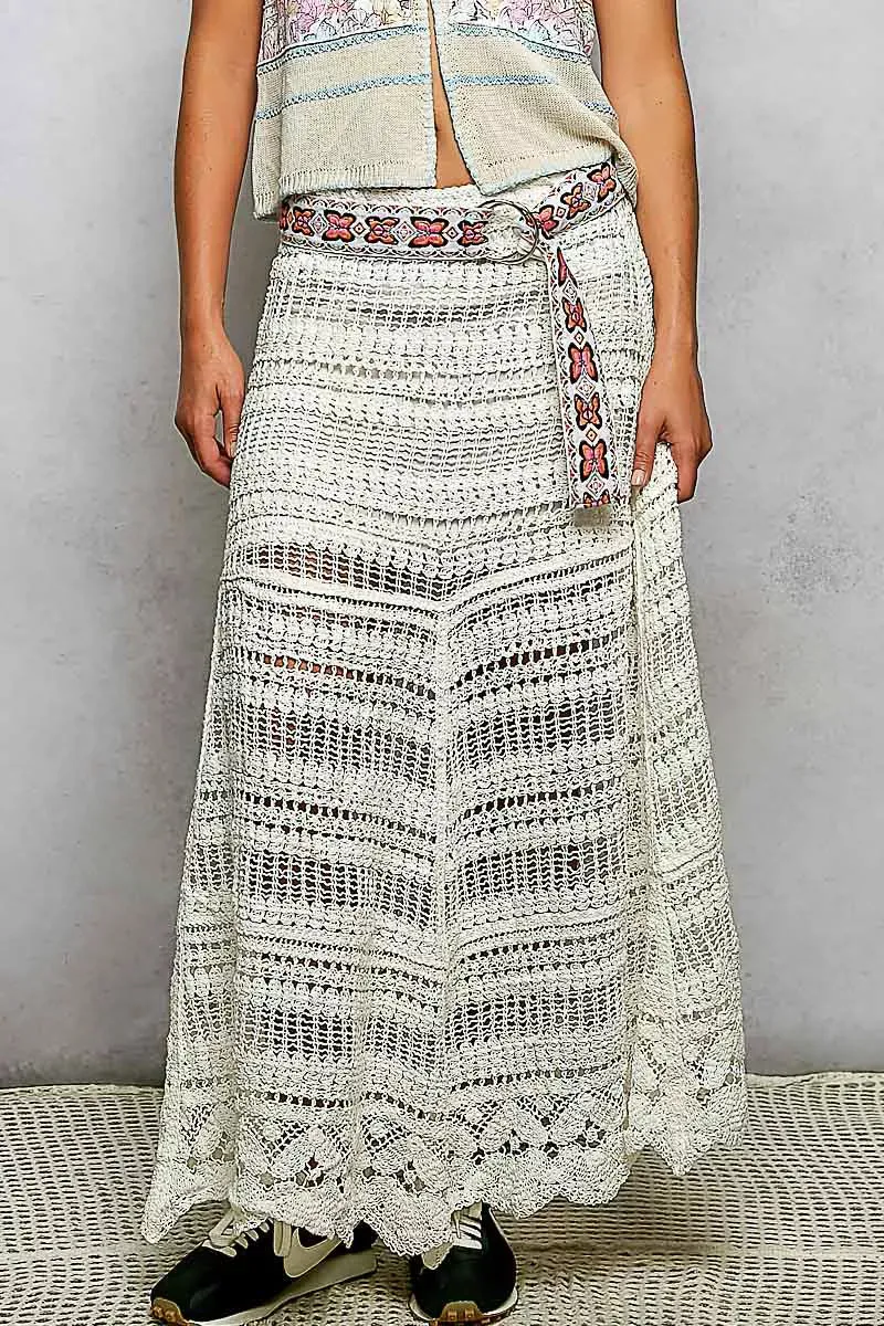 POL Boho Crochet Knit Maxi Skirt sold by Charming Charlie