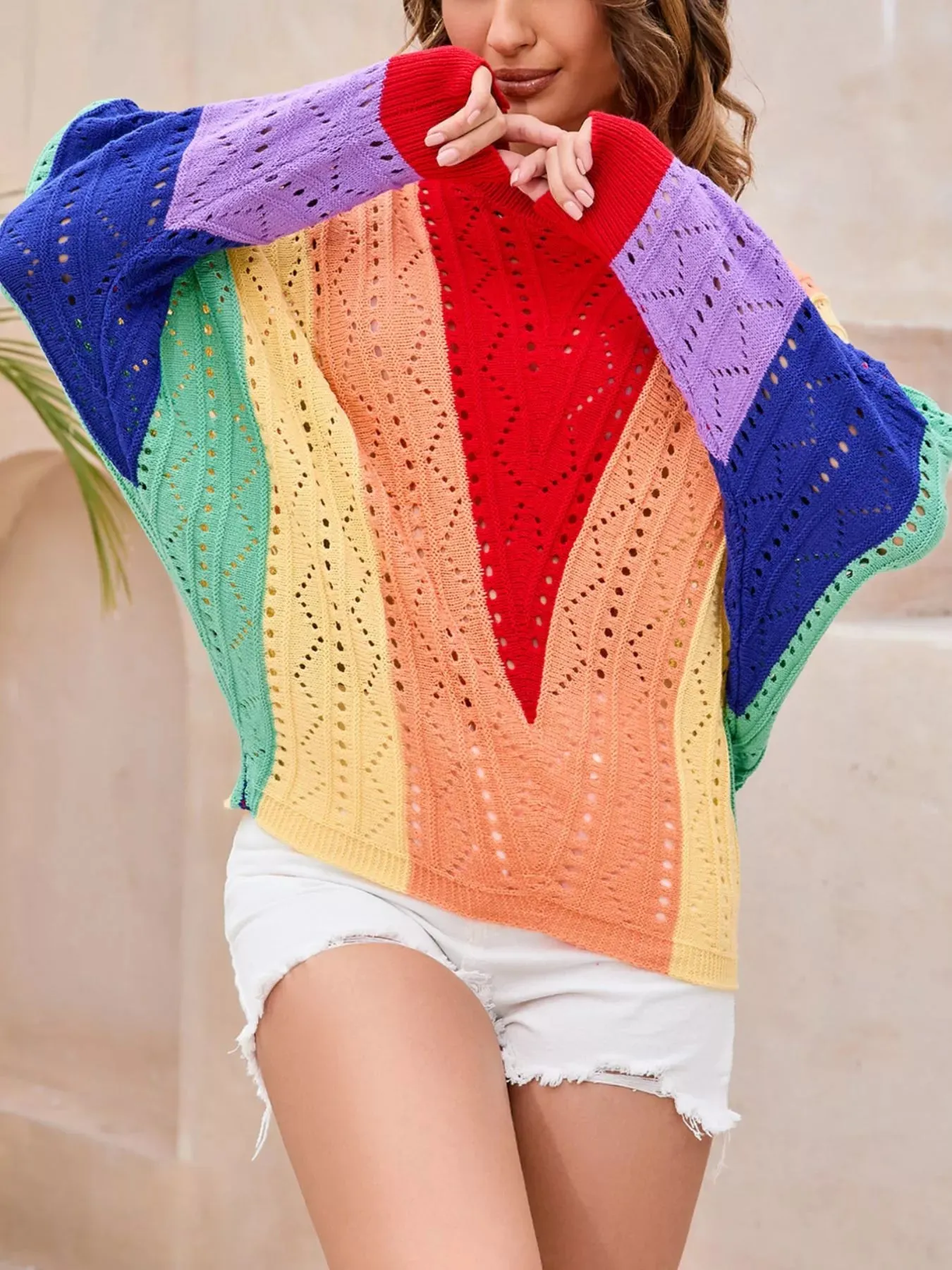 Color Block Openwork Sweater sold by Charming Charlie product image thumbnail 4