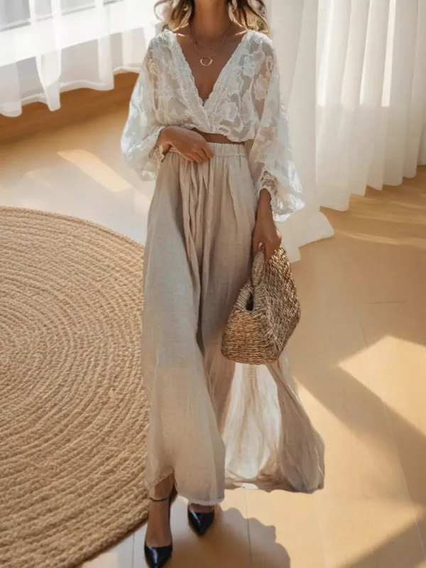 Lace Long Sleeve Top and Skirt Set sold by Charming Charlie