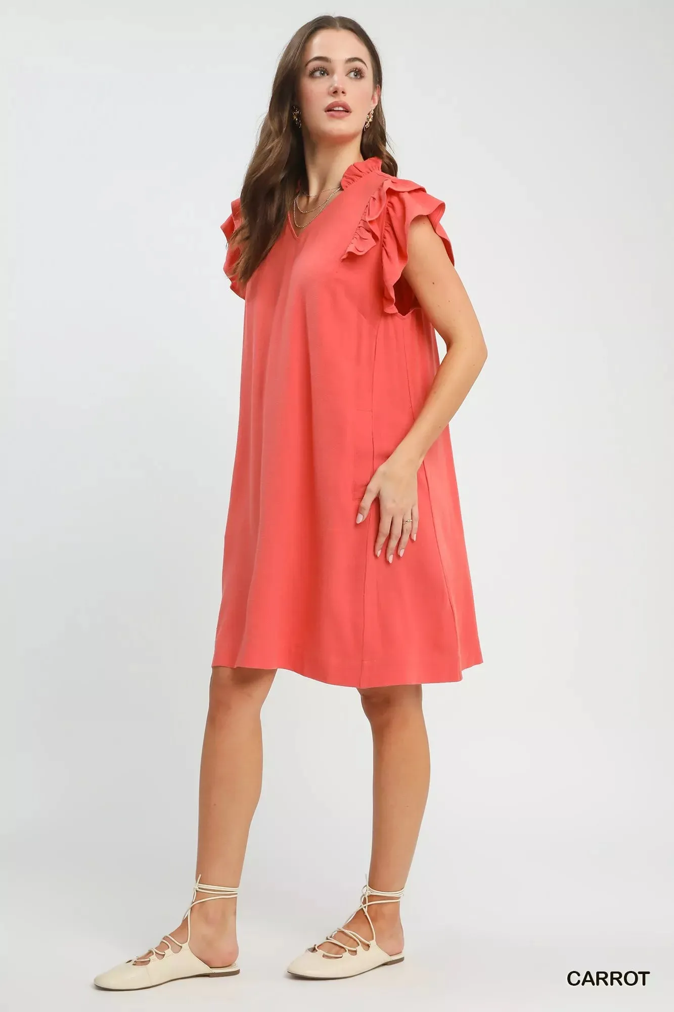 Umgee Linen Flutter Sleeve Shift Dress with Pockets sold by Charming Charlie product image thumbnail 3