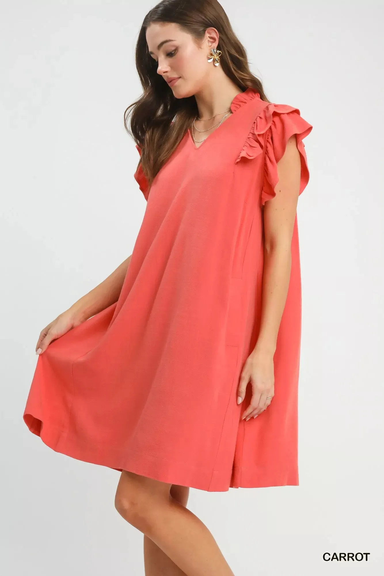 Umgee Linen Flutter Sleeve Shift Dress with Pockets sold by Charming Charlie product image thumbnail 2