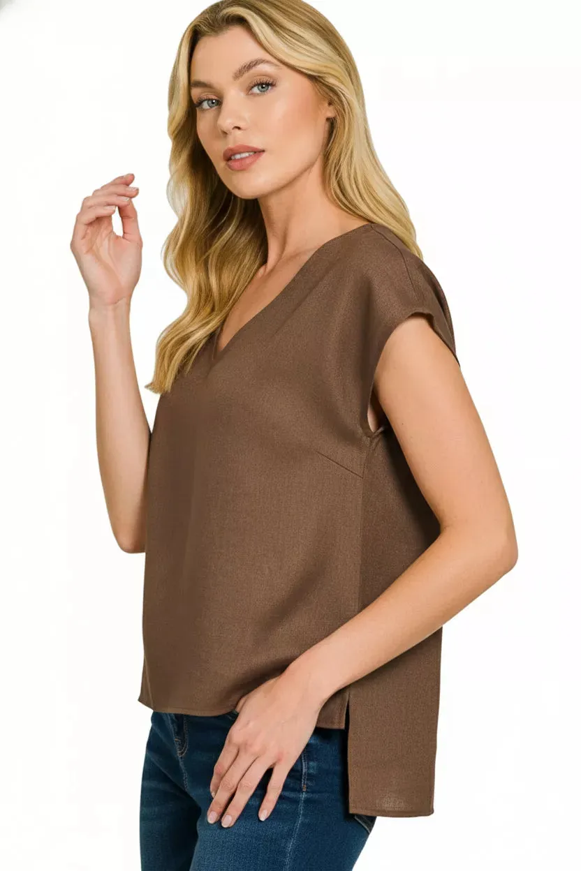 Zenana Linen V-Neck Sleeveless Top sold by Charming Charlie product image thumbnail 2