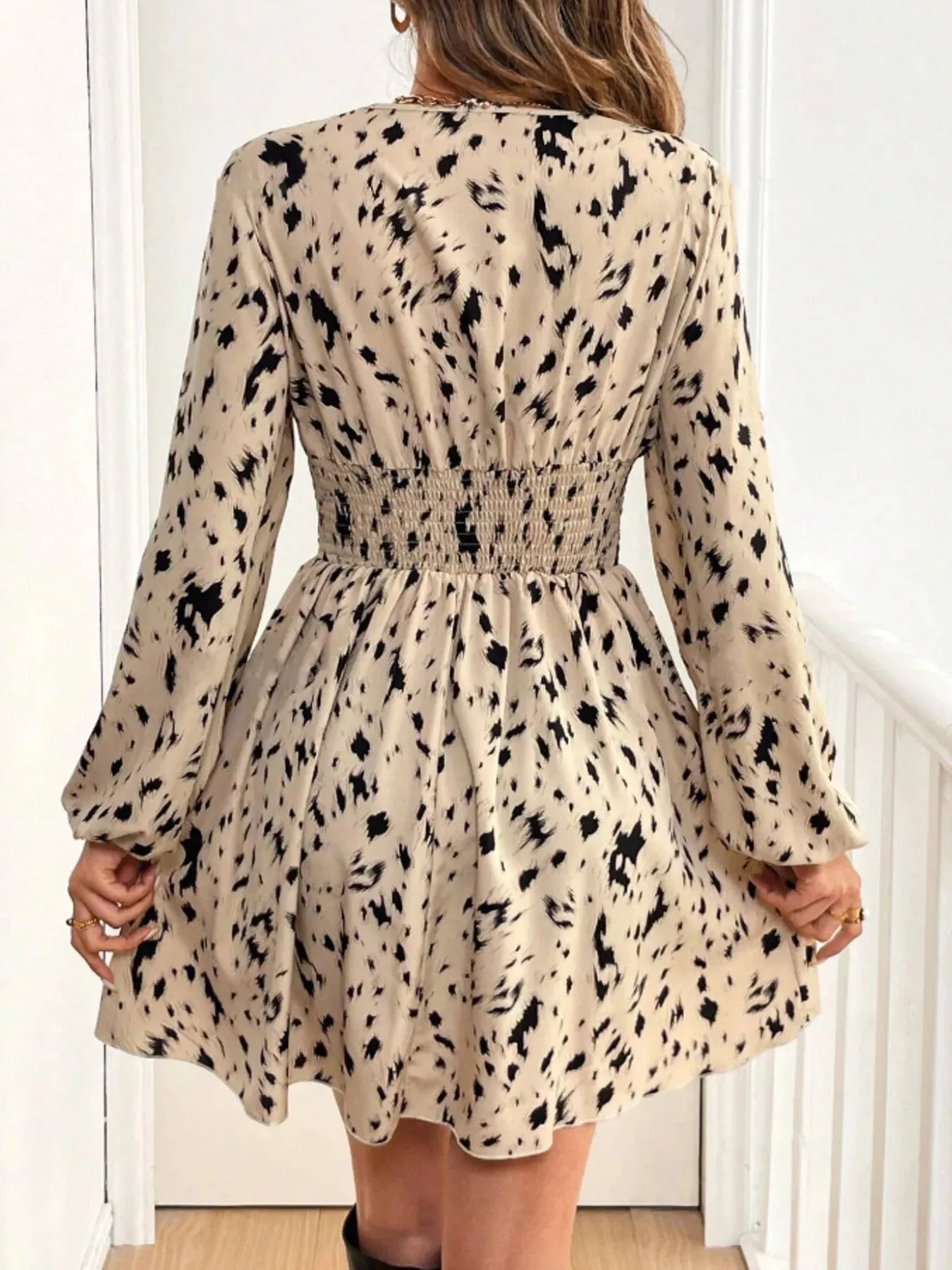 Printed Balloon Sleeve Mini Dress sold by Charming Charlie product image thumbnail 2