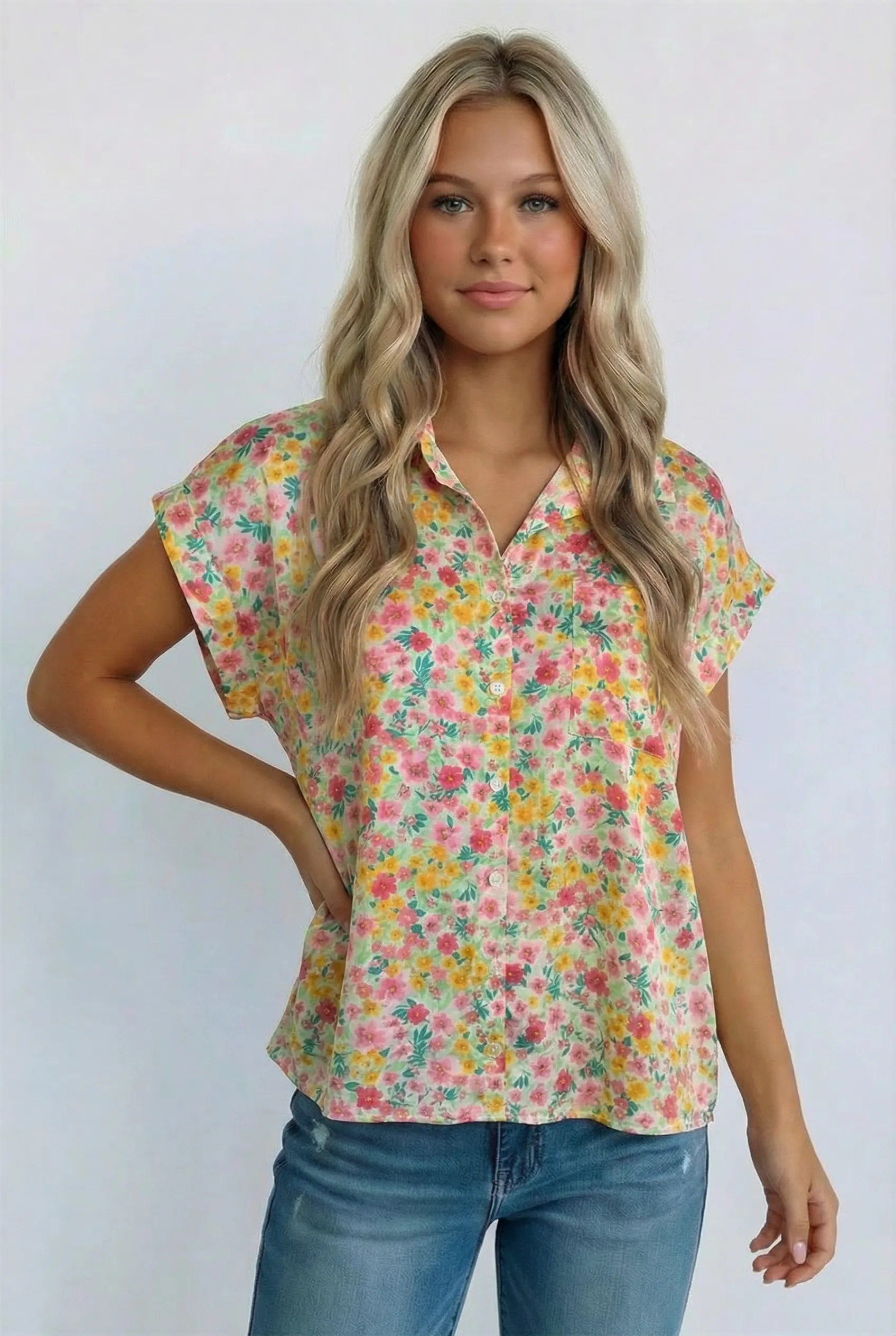 Sunny Garden Button Down Top sold by Charming Charlie product image thumbnail 5