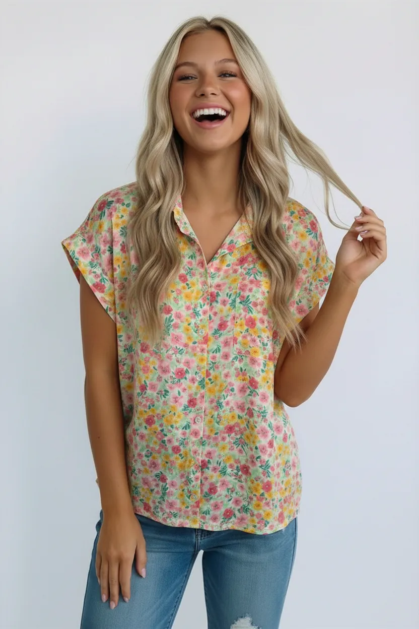 Sunny Garden Button Down Top sold by Charming Charlie
