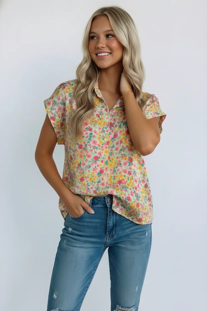 Sunny Garden Button Down Top sold by Charming Charlie product image thumbnail 4