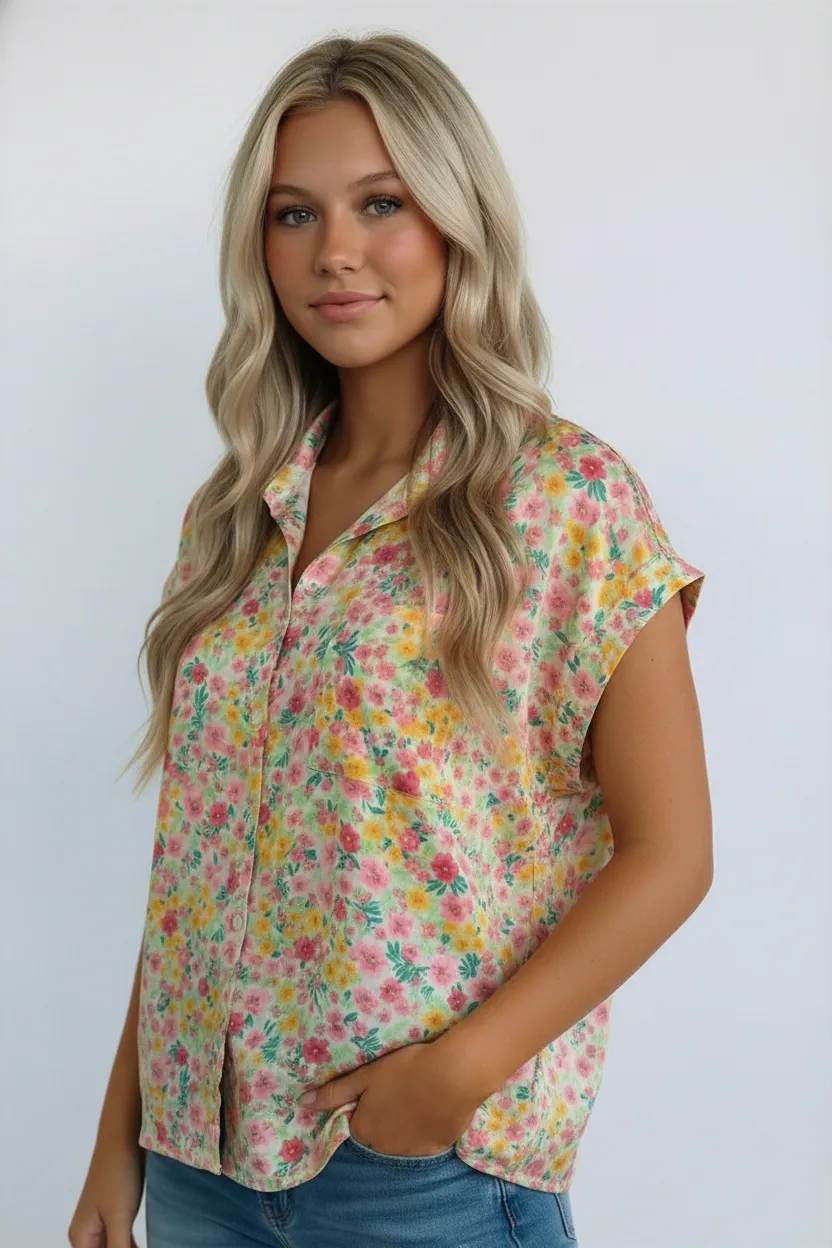 Sunny Garden Button Down Top sold by Charming Charlie product image thumbnail 3