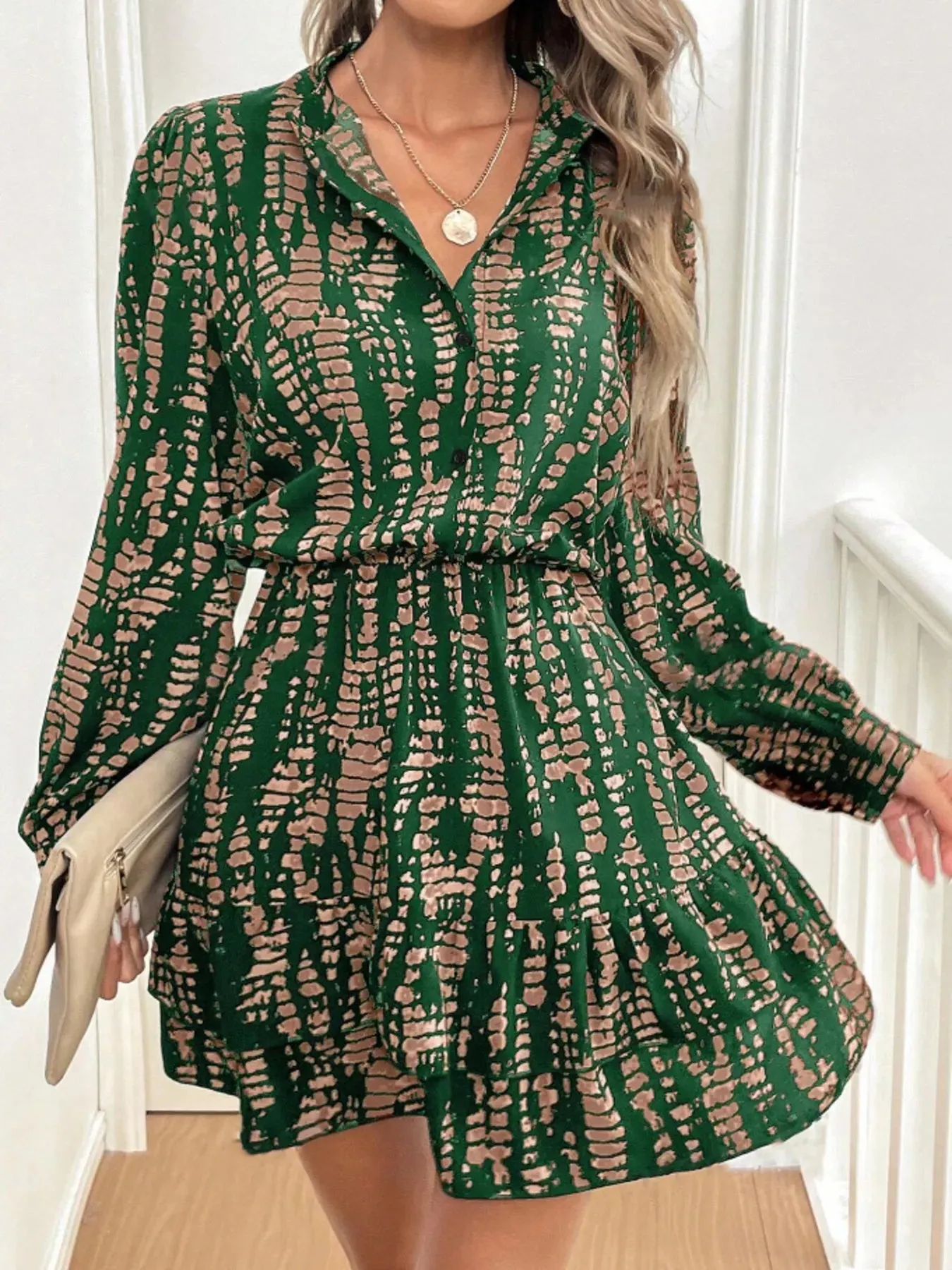 Printed Long Sleeve Mini Dress sold by Charming Charlie product image thumbnail 5