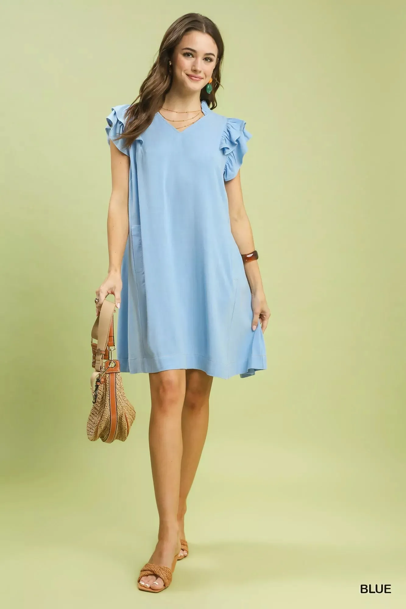 Umgee Linen Flutter Sleeve Shift Dress with Pockets sold by Charming Charlie product image thumbnail 5