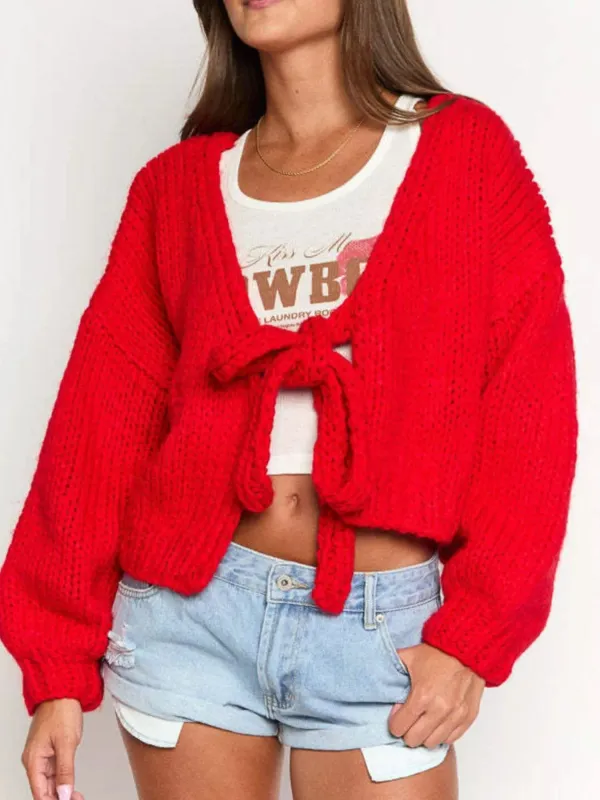 Chunky Knit Tie-Front Cardigan sold by Charming Charlie