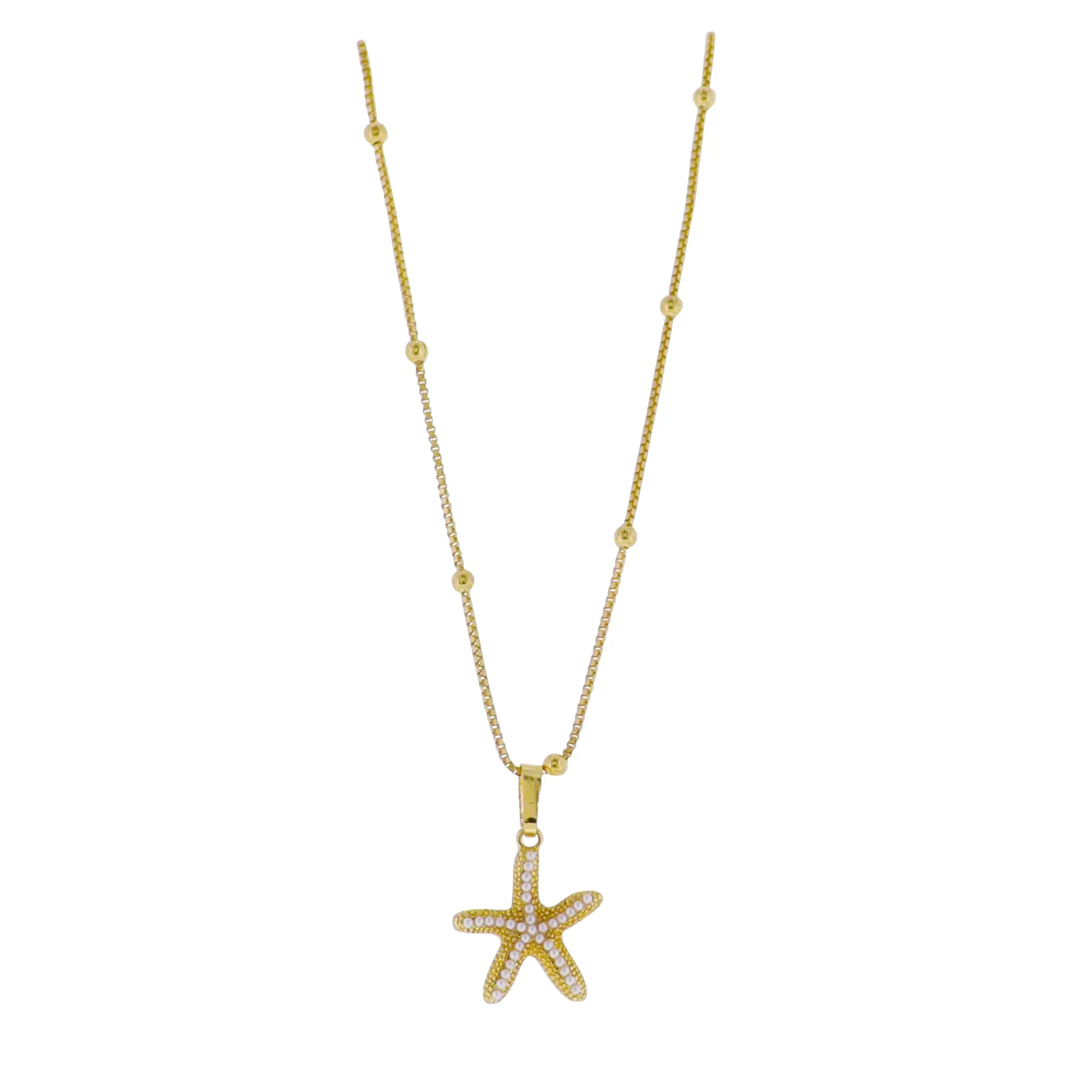 18k Gold Plated Ball Station Chain Necklace with Starfish sold by Charming Charlie