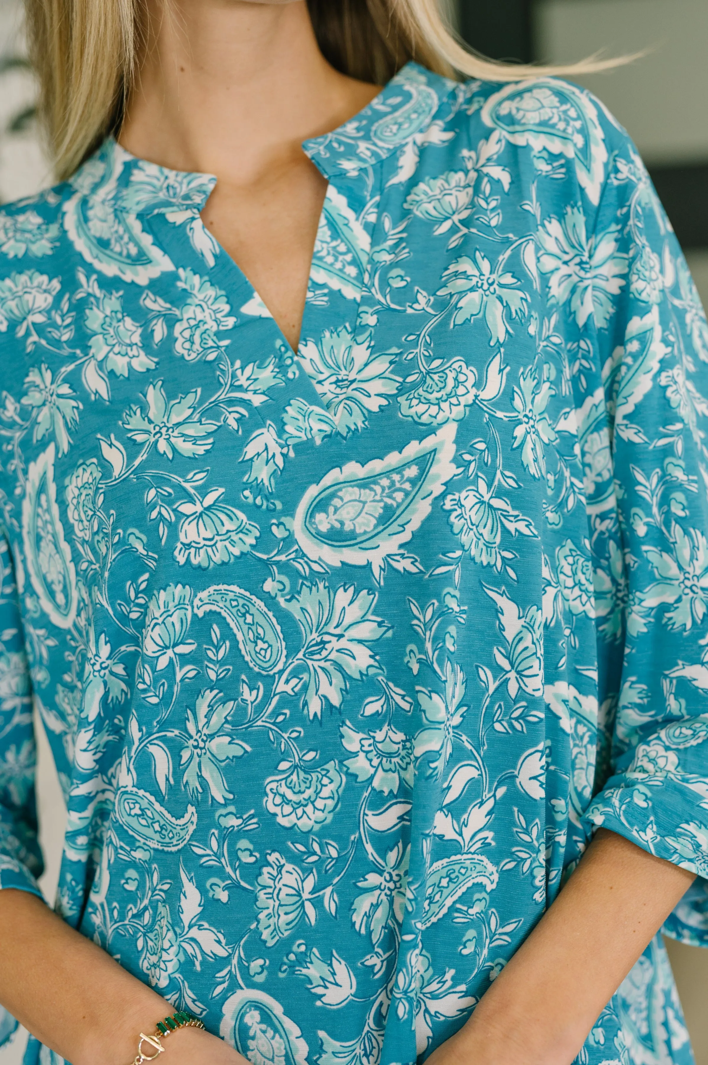 Lizzy Top in Aqua Paisley sold by Charming Charlie product image thumbnail 2
