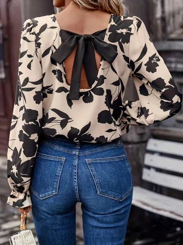 Floral Print Bow Back Blouse sold by Charming Charlie