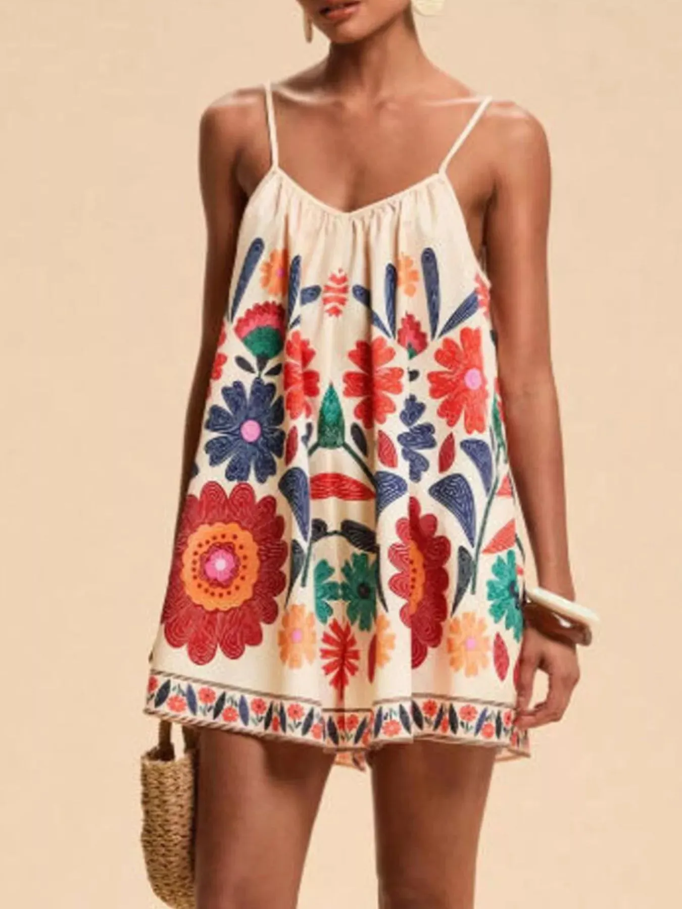 Floral Print Spaghetti Strap Romper sold by Charming Charlie product image thumbnail 4