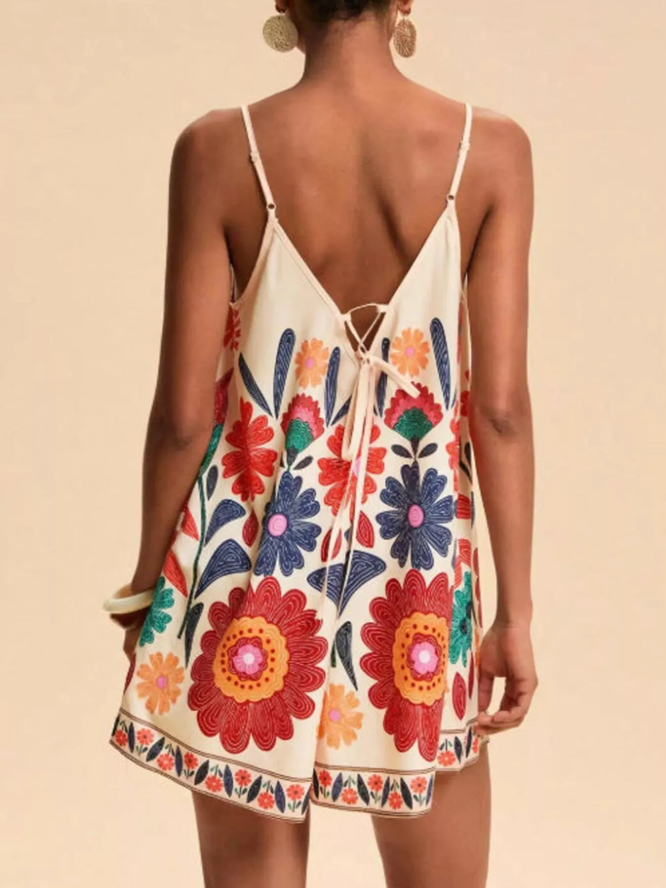 Floral Print Spaghetti Strap Romper sold by Charming Charlie product image thumbnail 5
