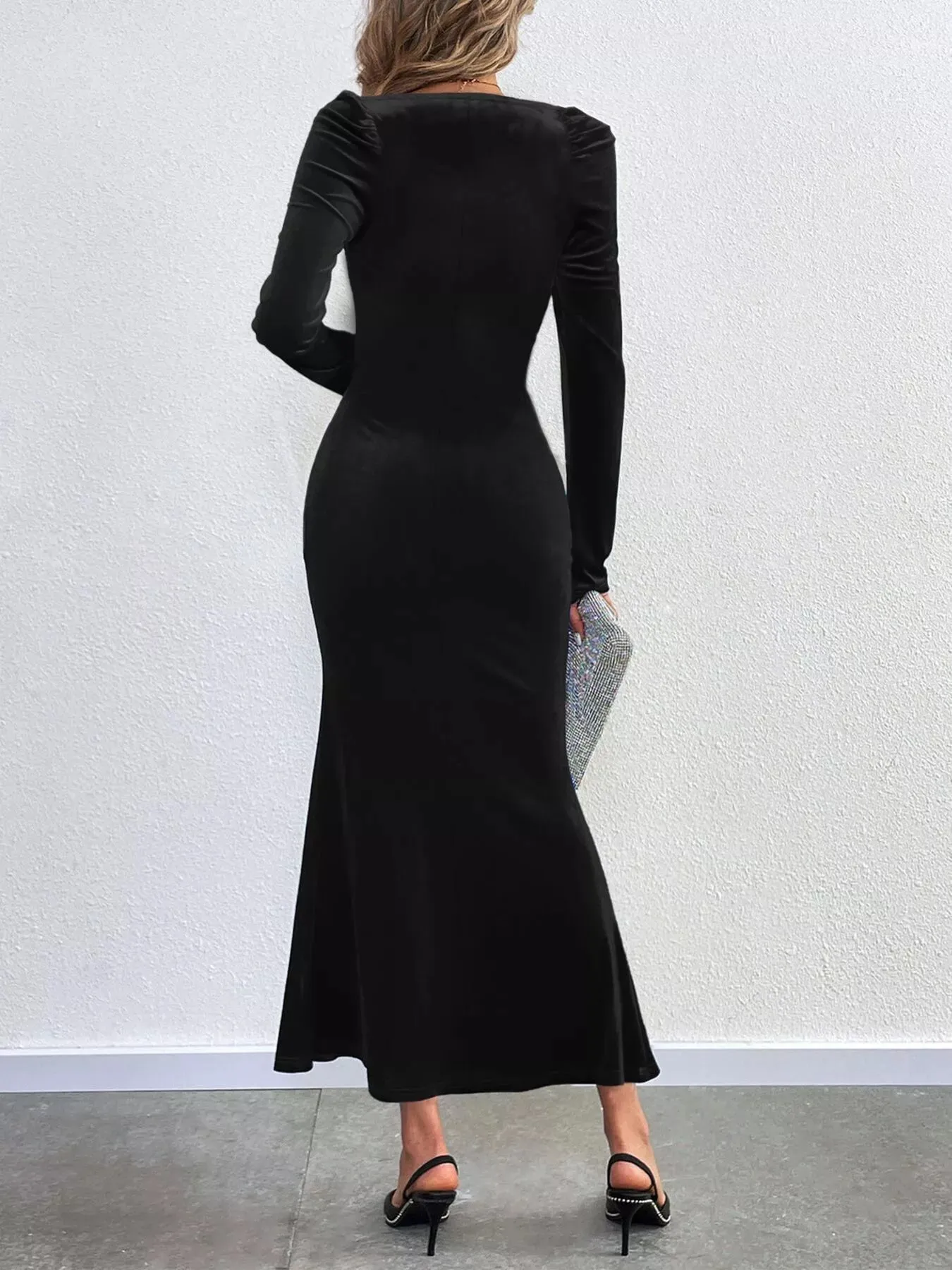 Velvet Square Neck Long Sleeve Mermaid Dress sold by Charming Charlie product image thumbnail 5