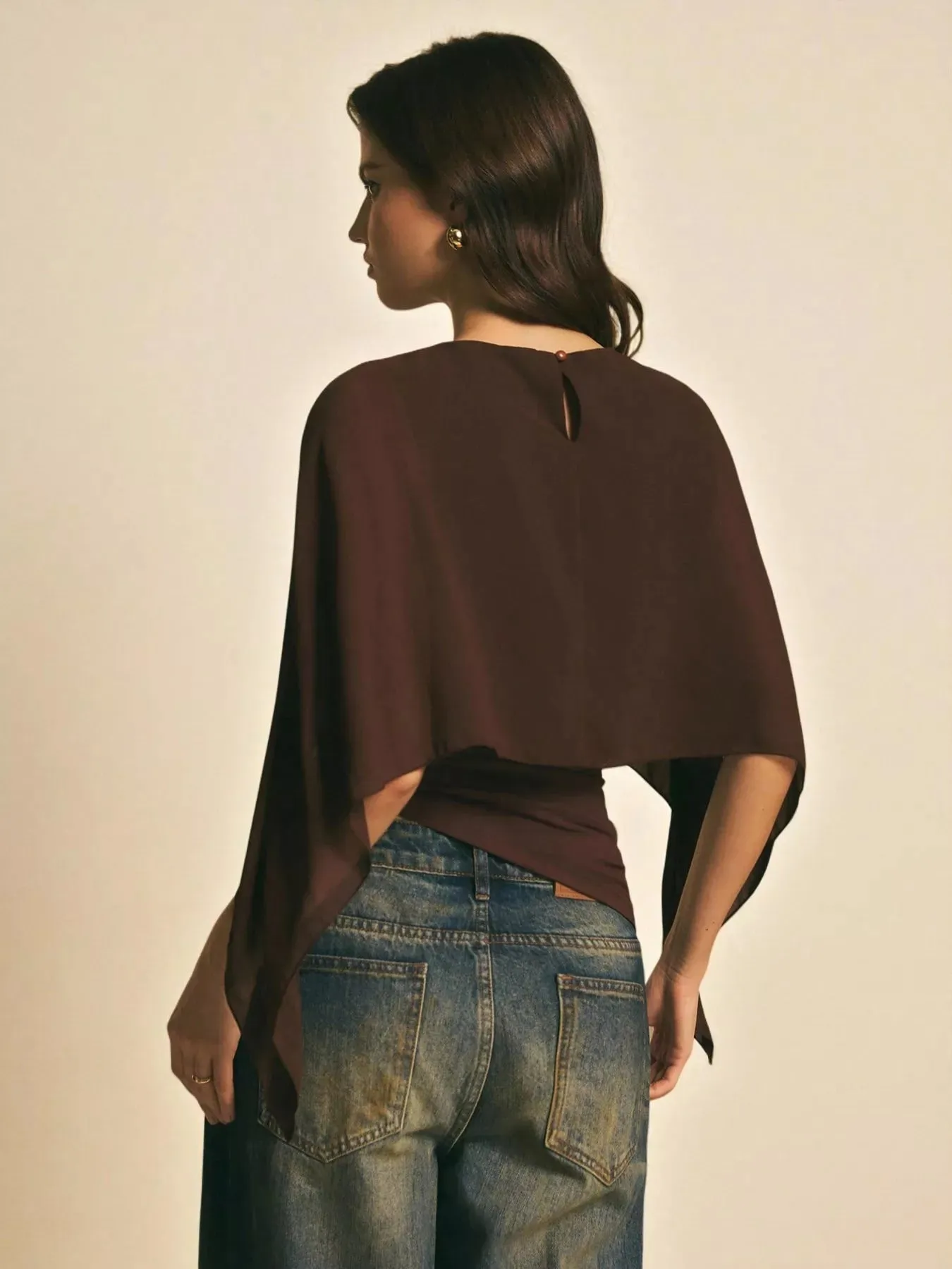 Cape Sleeve Chiffon Top sold by Charming Charlie product image thumbnail 5