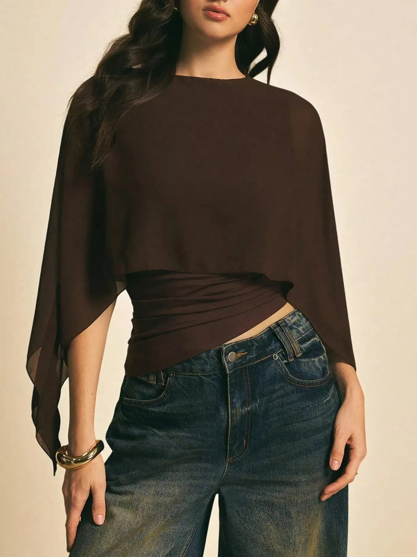 Cape Sleeve Chiffon Top sold by Charming Charlie product image thumbnail 2