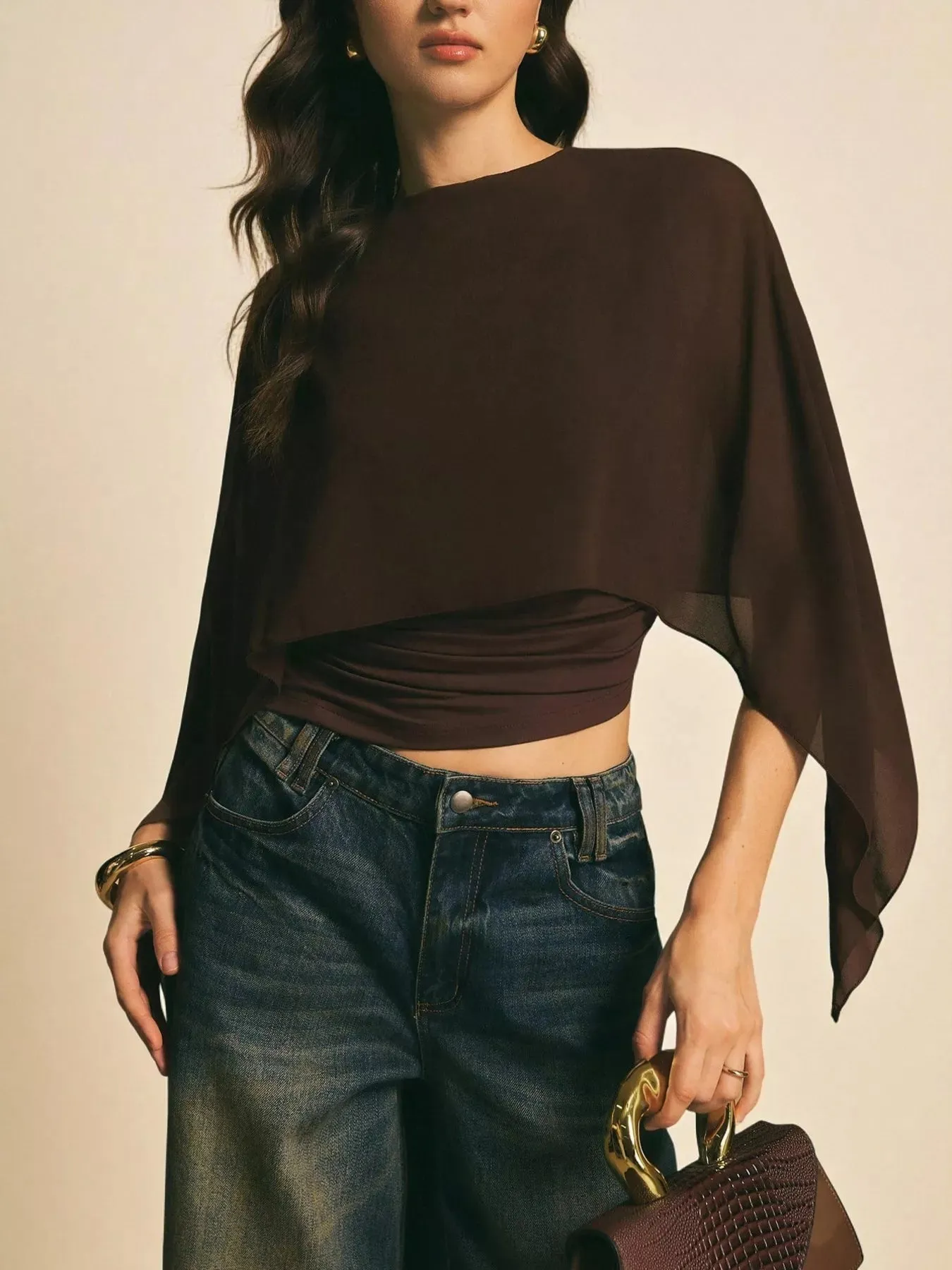 Cape Sleeve Chiffon Top sold by Charming Charlie product image thumbnail 3