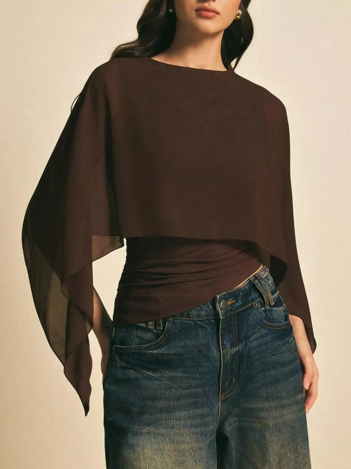 Cape Sleeve Chiffon Top sold by Charming Charlie product image thumbnail 4