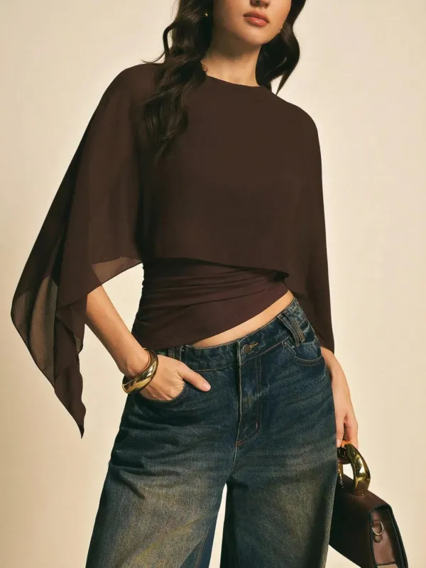 Cape Sleeve Chiffon Top sold by Charming Charlie