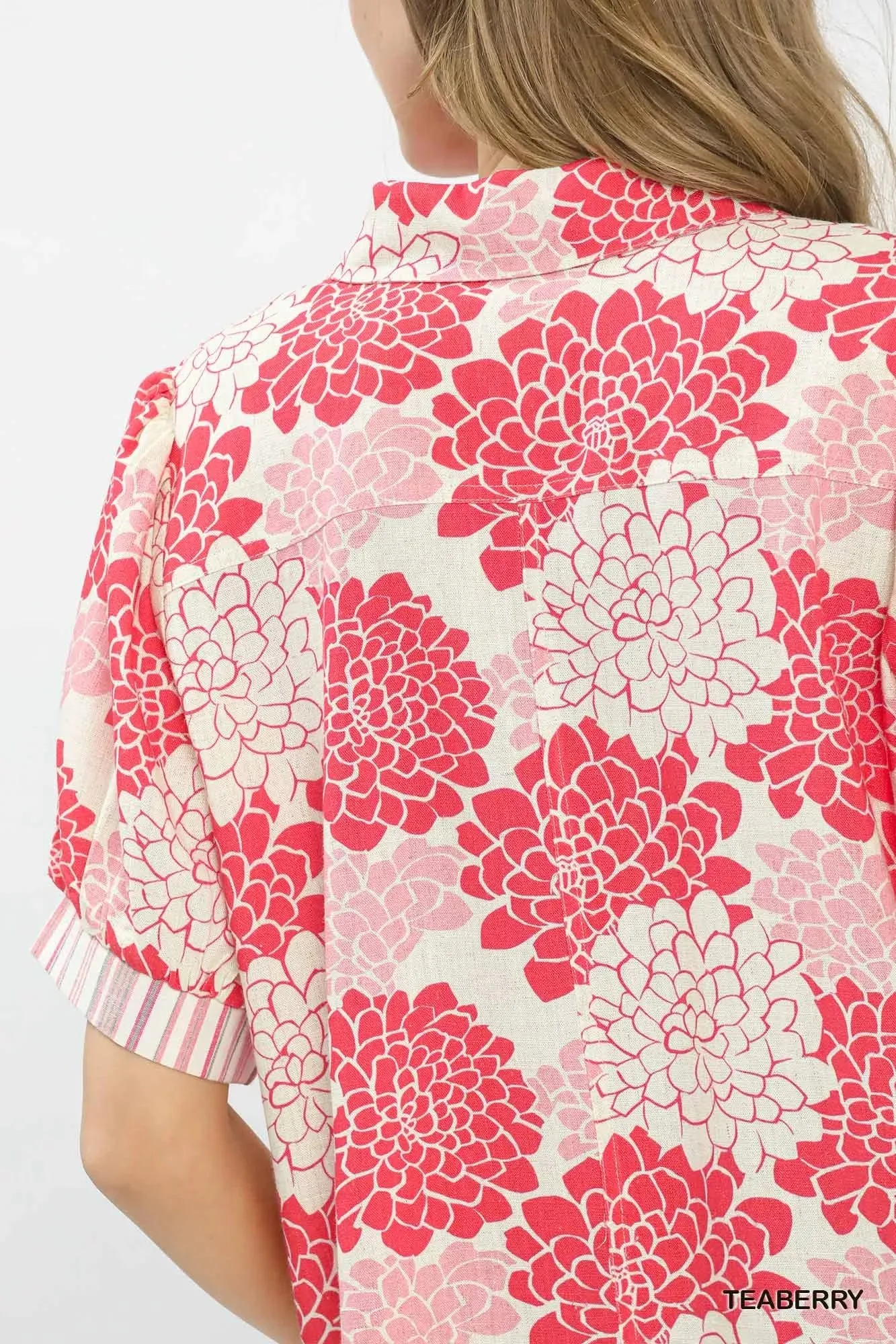 Umgee Floral Collared Short Sleeve Blouse sold by Charming Charlie product image thumbnail 4