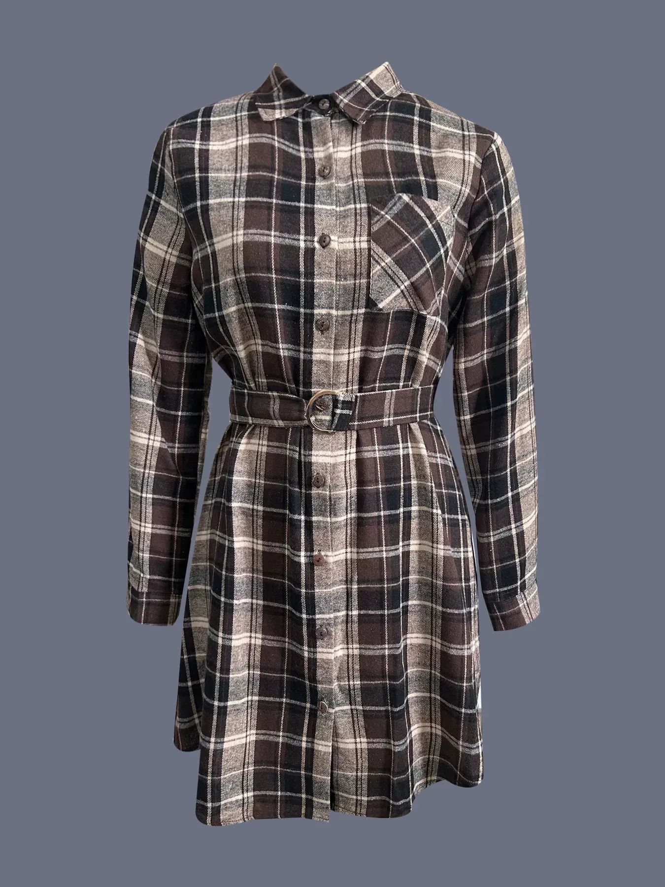 Plaid Button Up Shirt Dress sold by Charming Charlie product image thumbnail 4