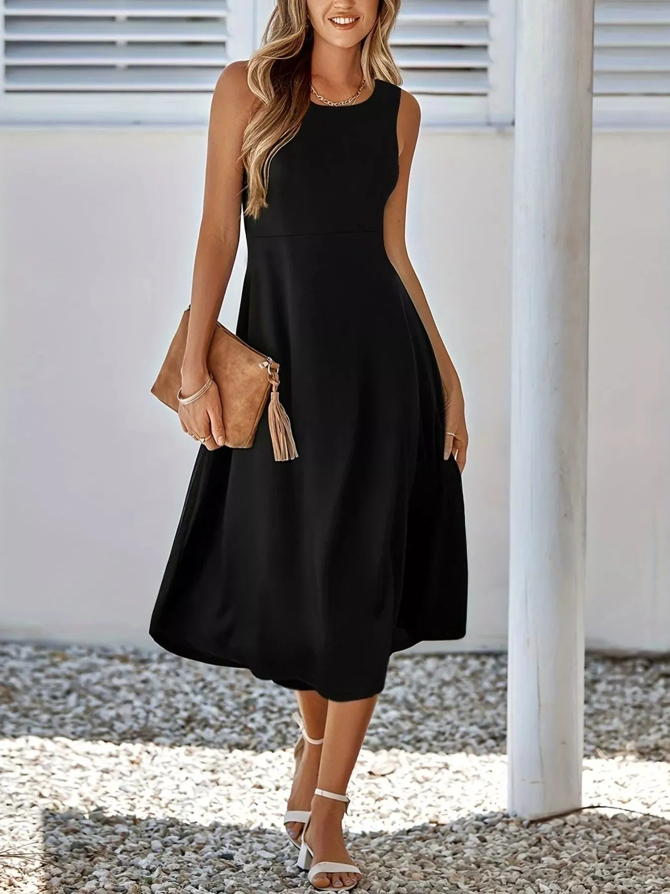 Sleeveless A-Line Midi Dress sold by Charming Charlie product image thumbnail 5