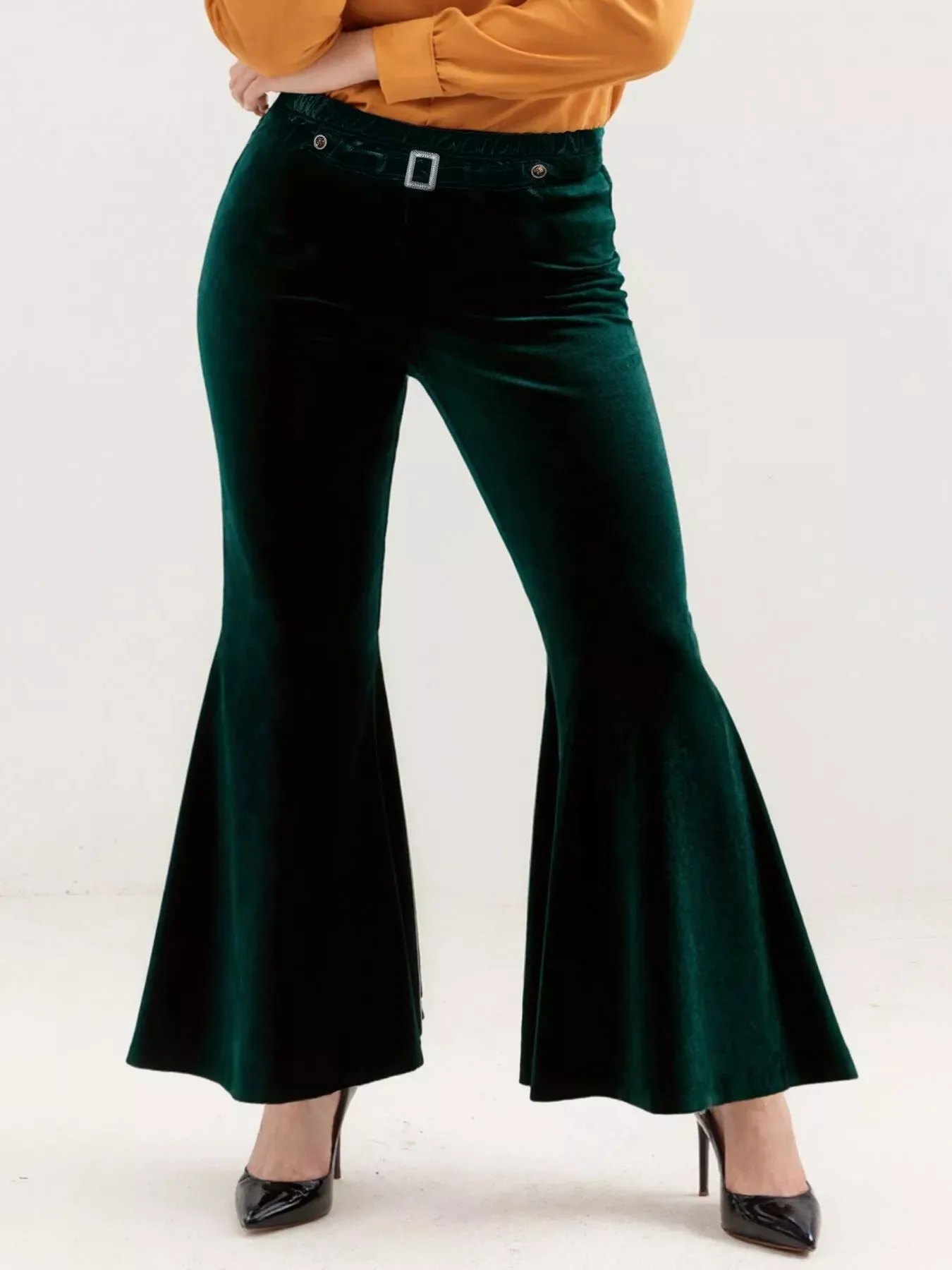 Plus Size Velvet Flared Pants sold by Charming Charlie