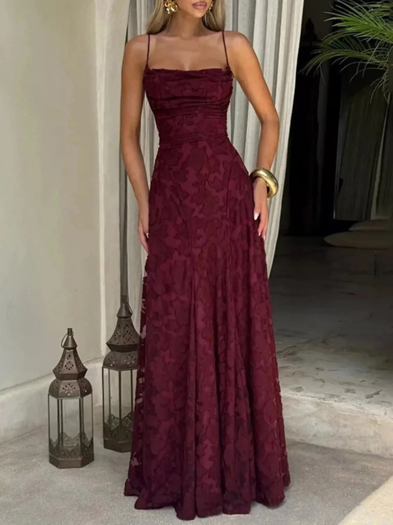 Lace Spaghetti Strap Maxi Dress sold by Charming Charlie