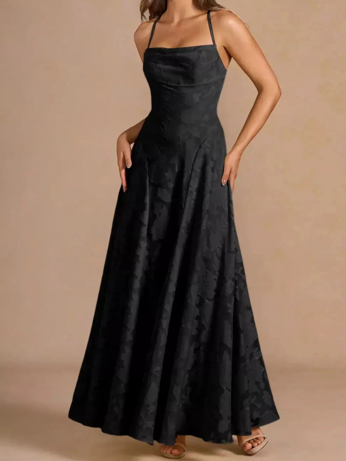 Lace Up Back Spaghetti Strap Maxi Dress sold by Charming Charlie product image thumbnail 3